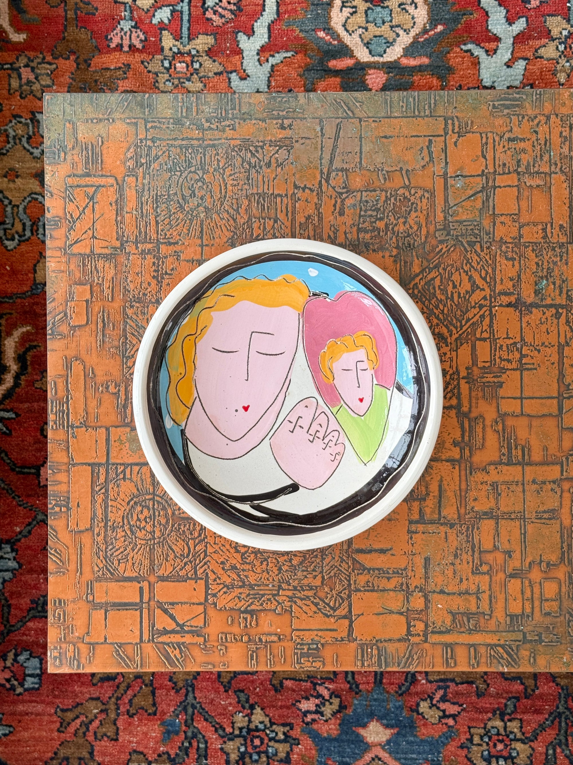 Hand Painted 12.5 inch Bowl by Sandra Magsamen c.1980