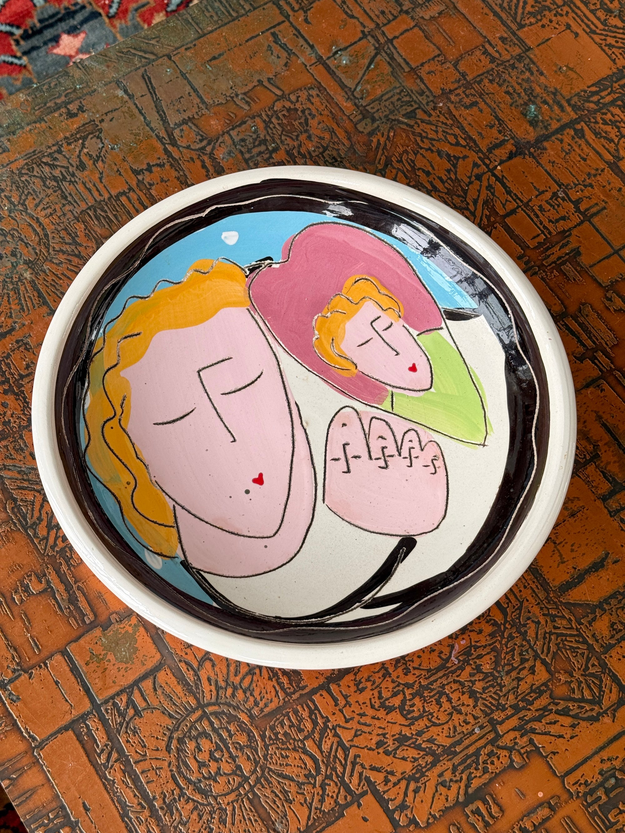 Hand Painted 12.5 inch Bowl by Sandra Magsamen c.1980