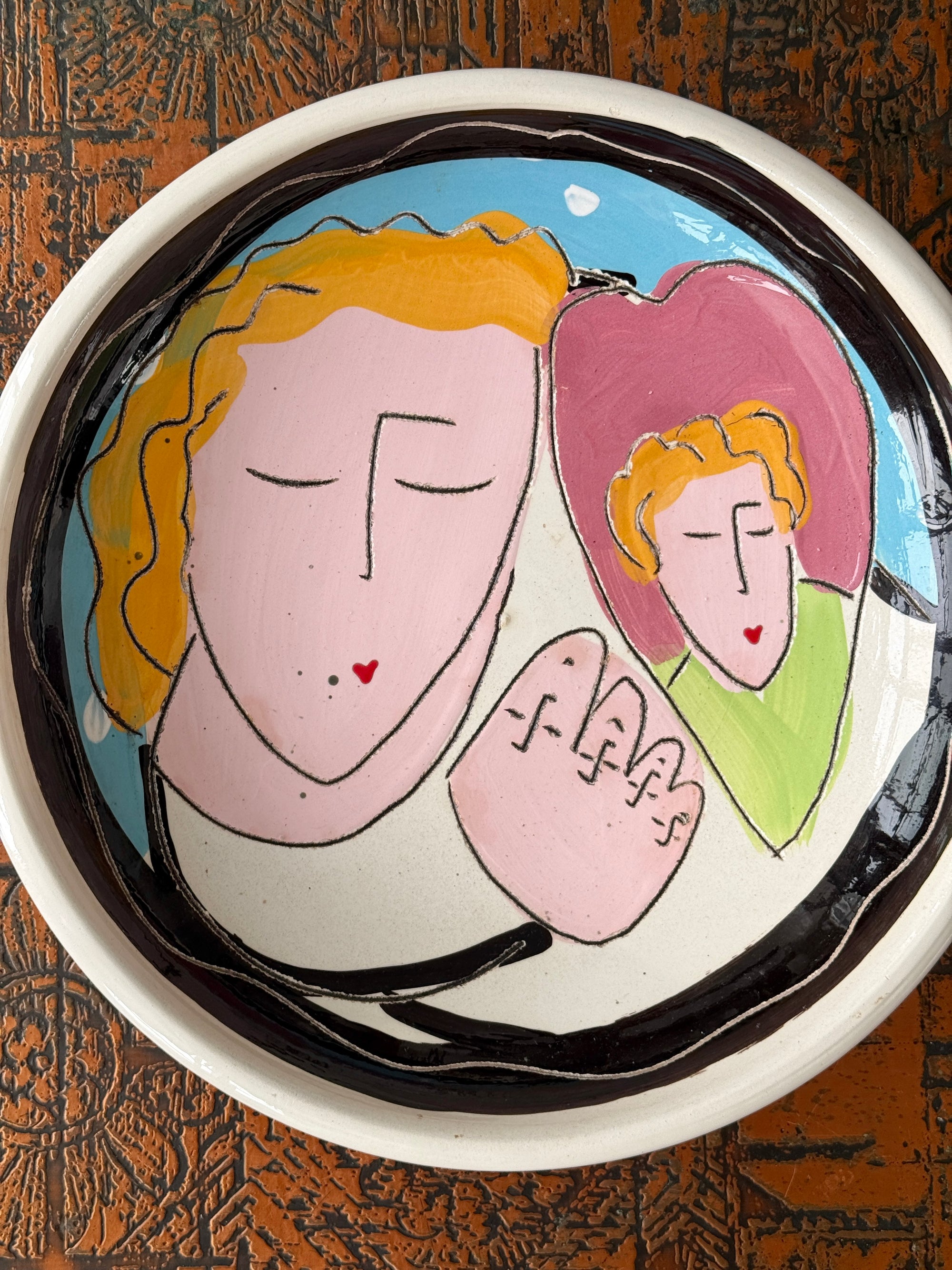 Hand Painted 12.5 inch Bowl by Sandra Magsamen c.1980