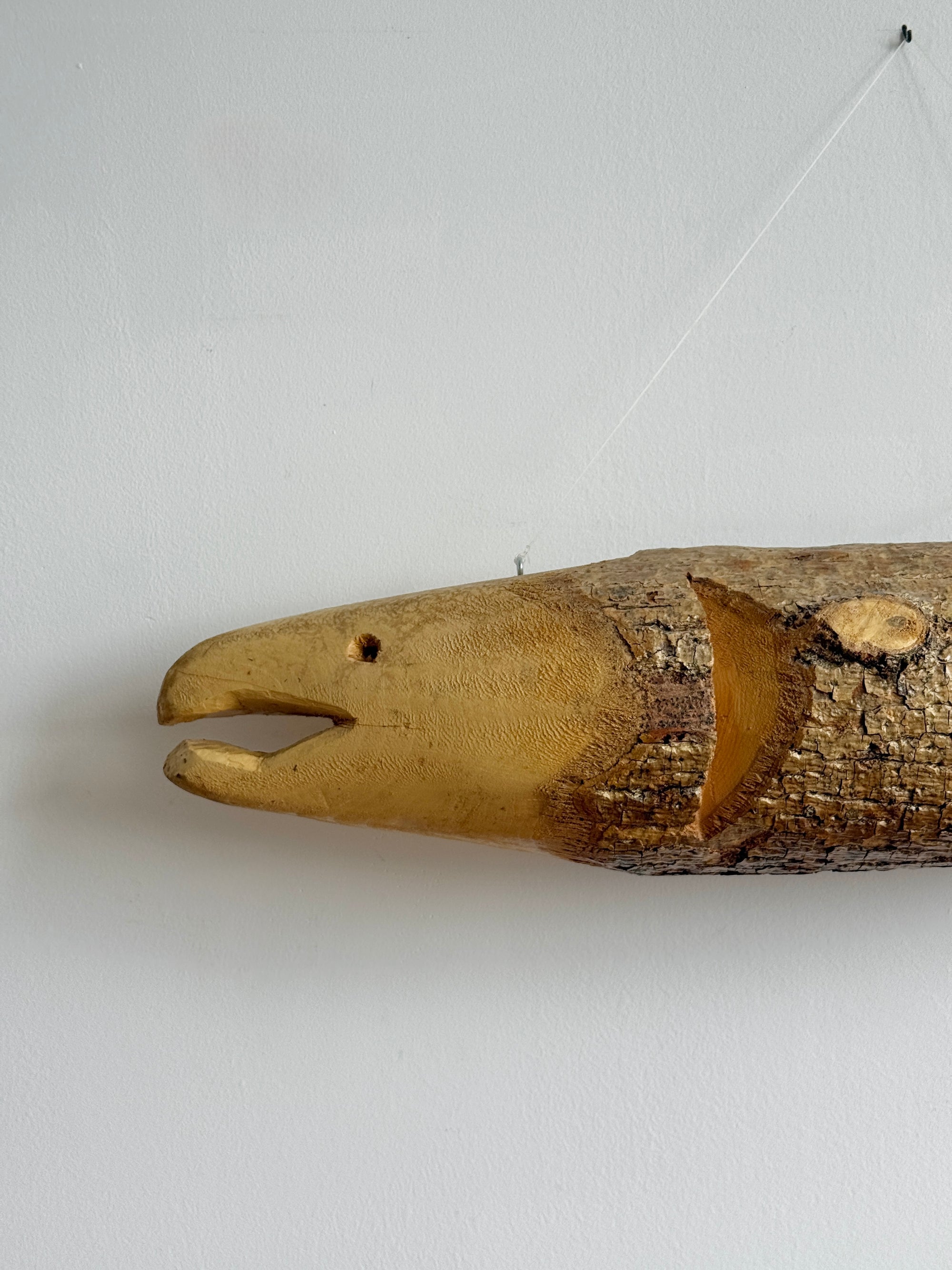 Folk Art Salmon Solid Wood Carving