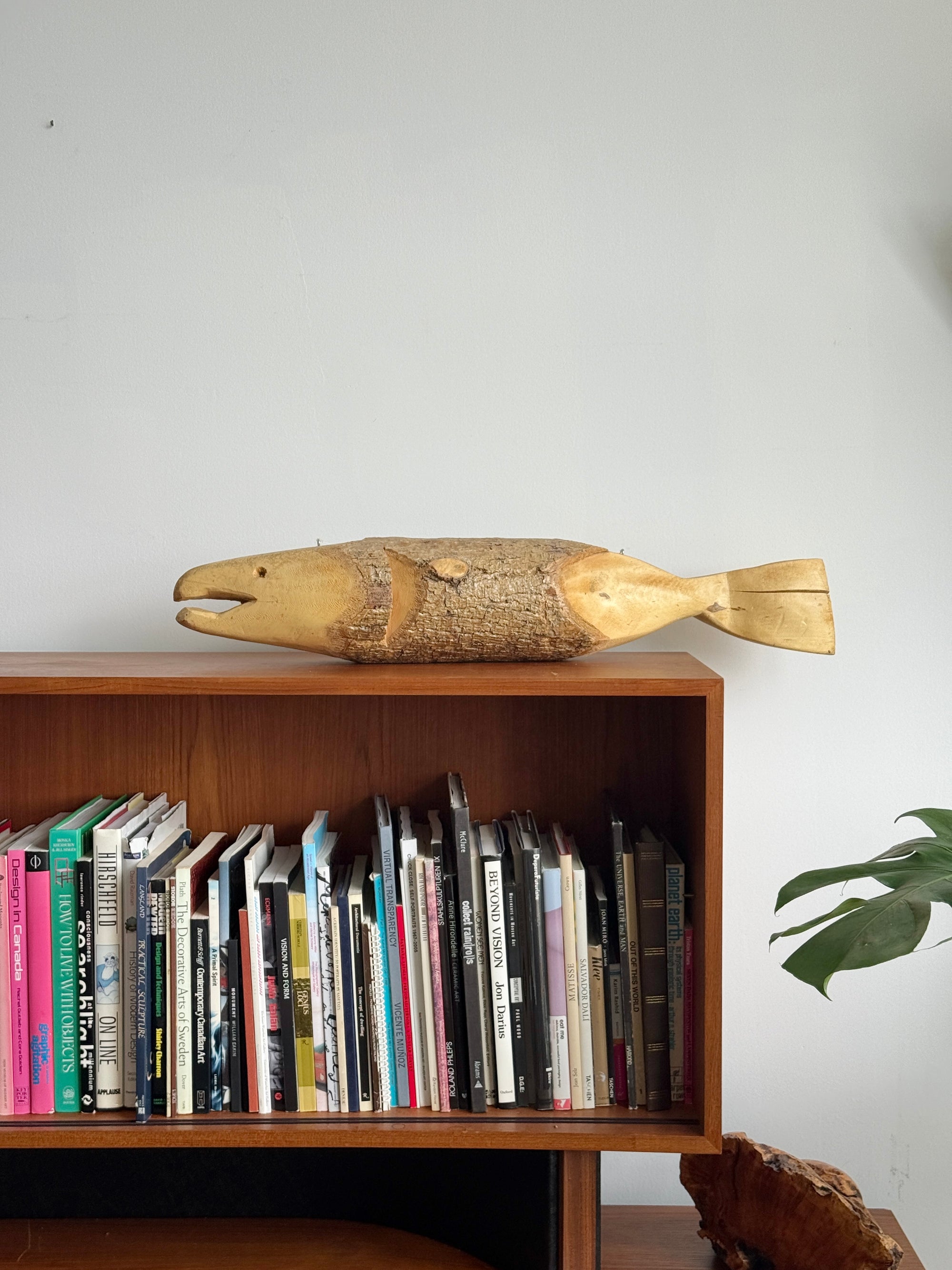 Folk Art Salmon Solid Wood Carving
