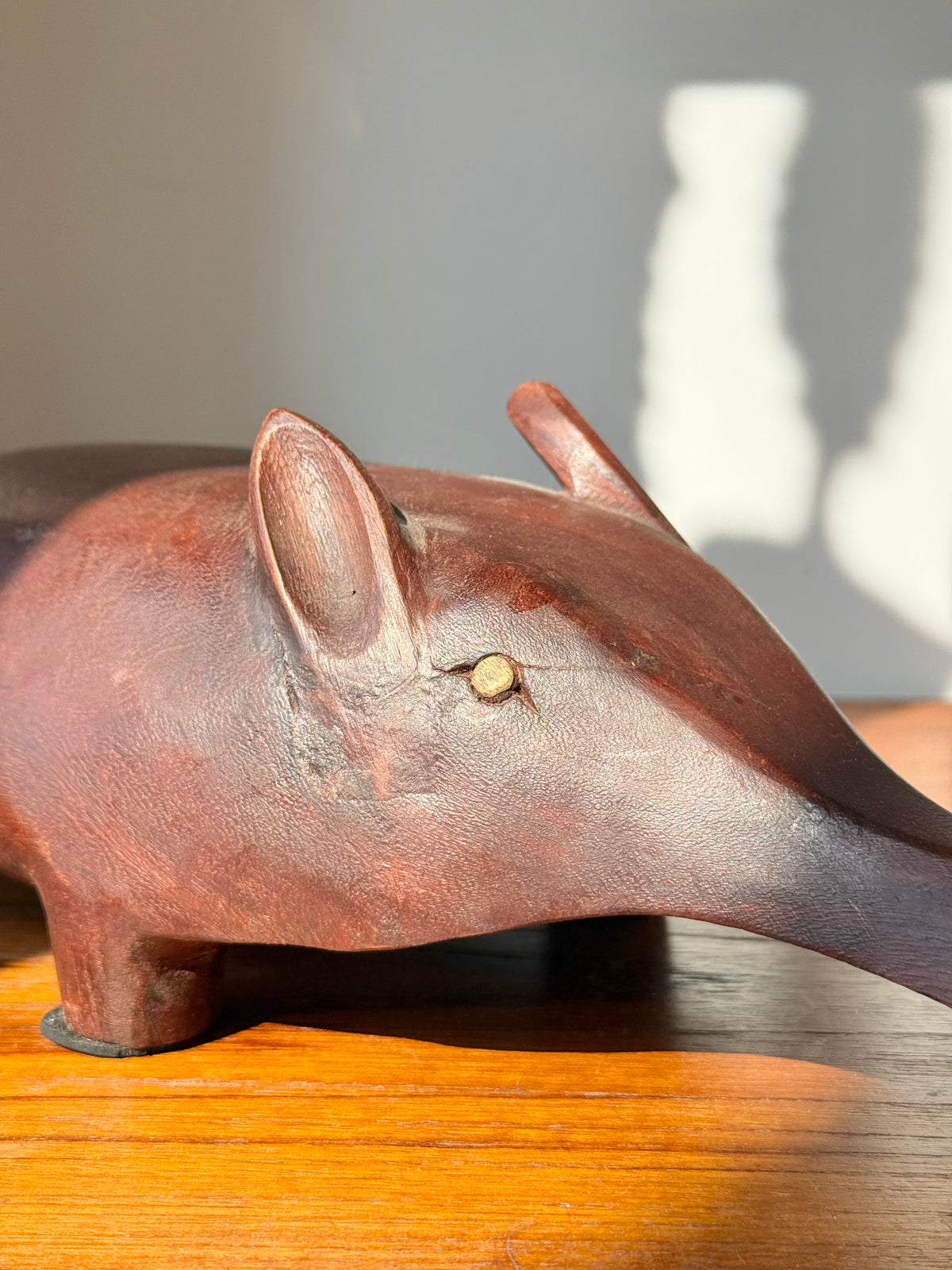 Folk Art Wooden Pig by Charles Marcak c.1970