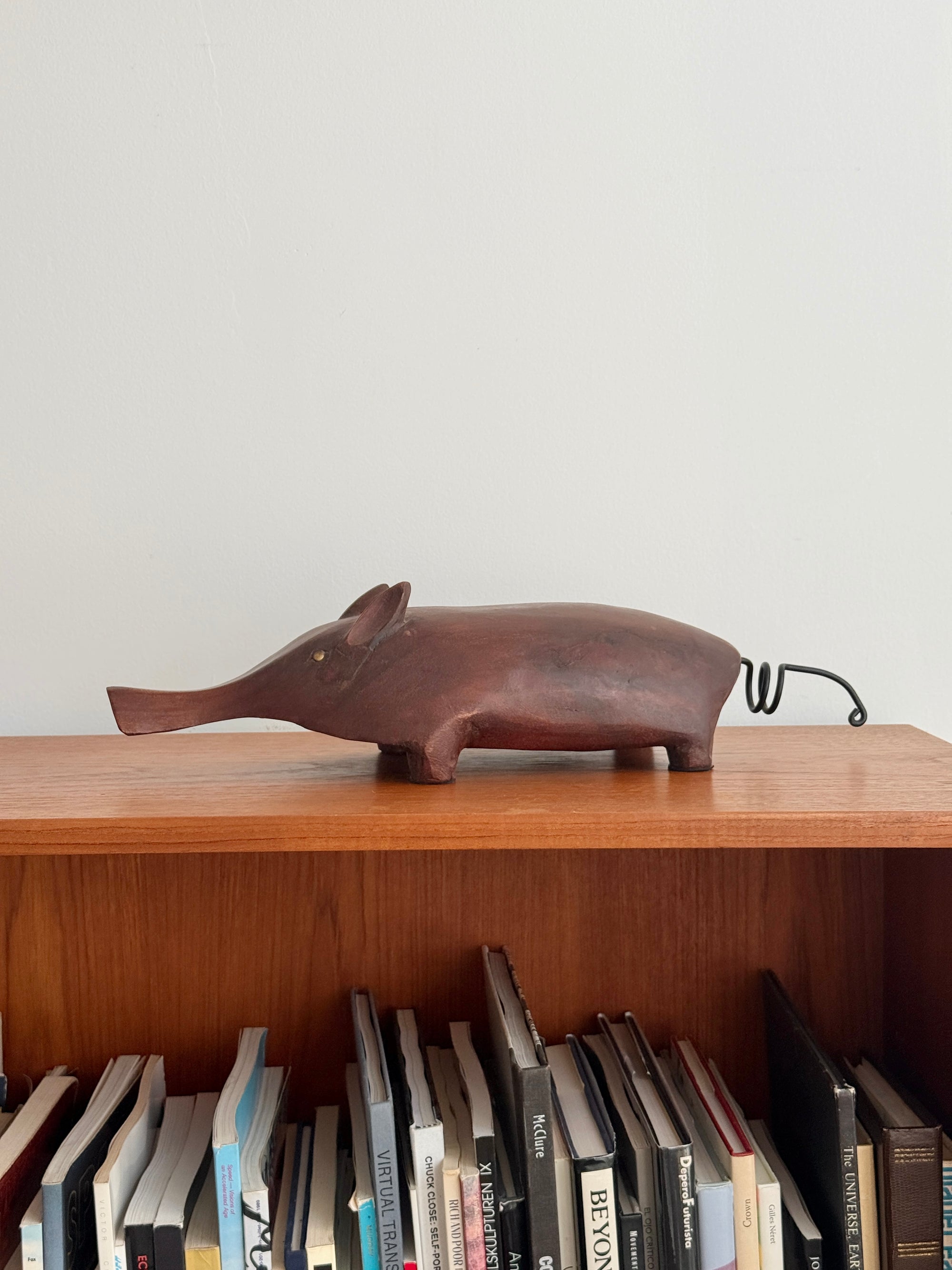 Folk Art Wooden Pig by Charles Marcak c.1970