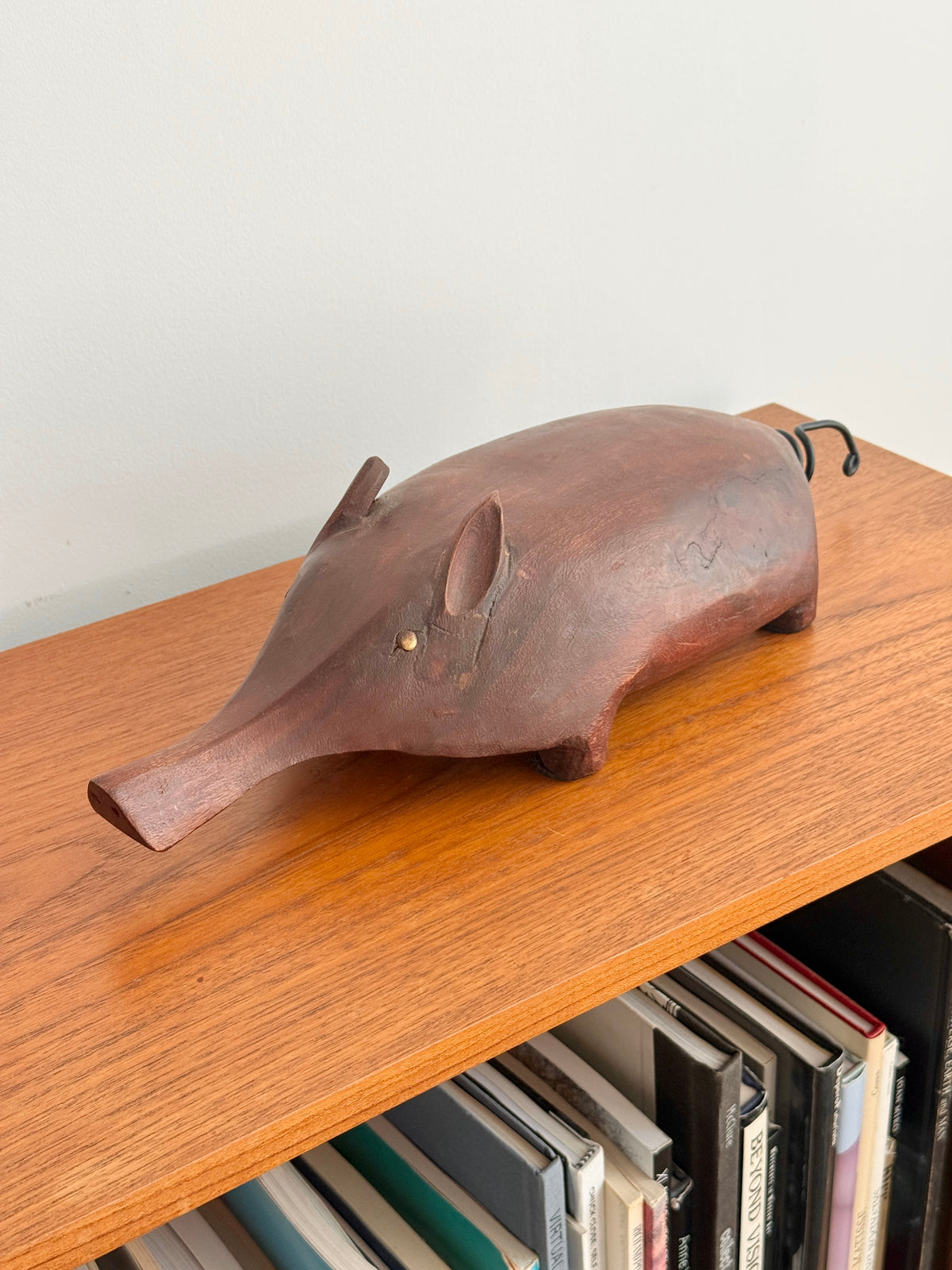 Folk Art Wooden Pig by Charles Marcak c.1970