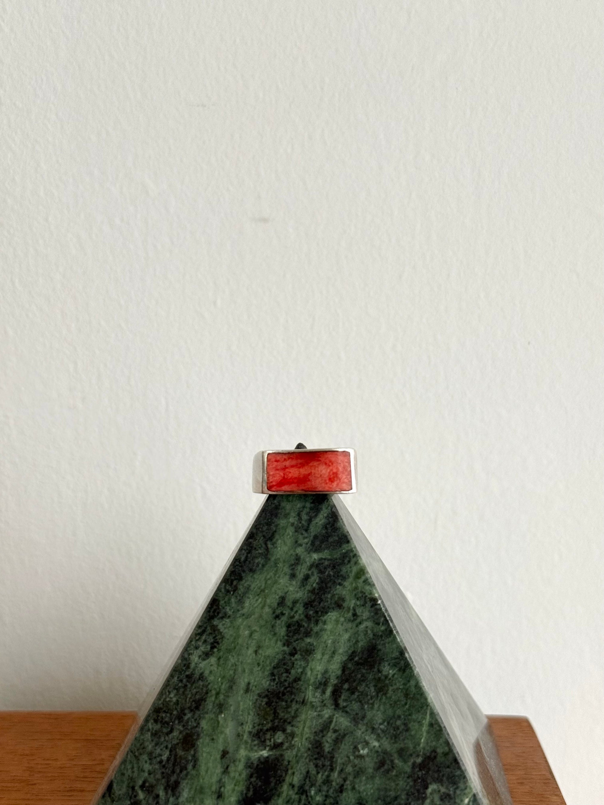 Pink Sponge Coral Modernist Sterling 925 Ring