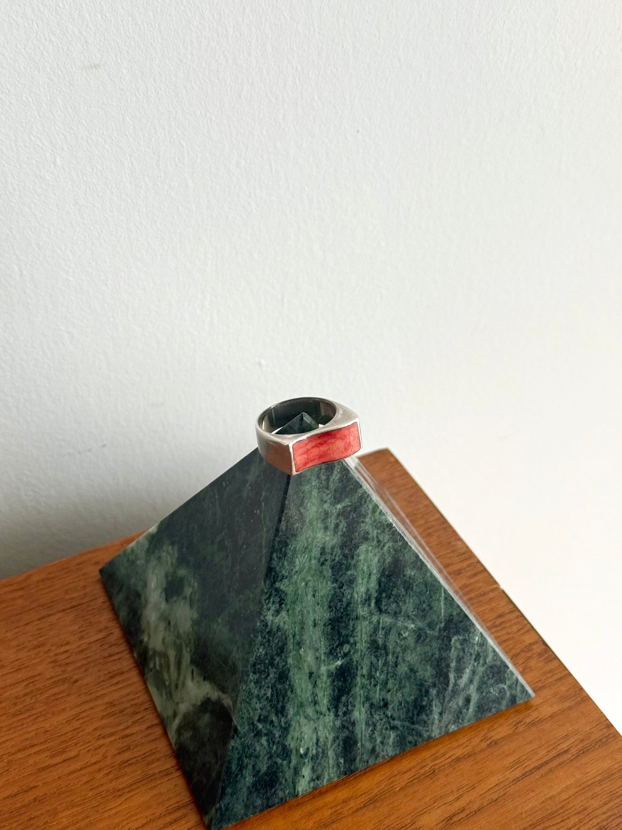 Pink Sponge Coral Modernist Sterling 925 Ring