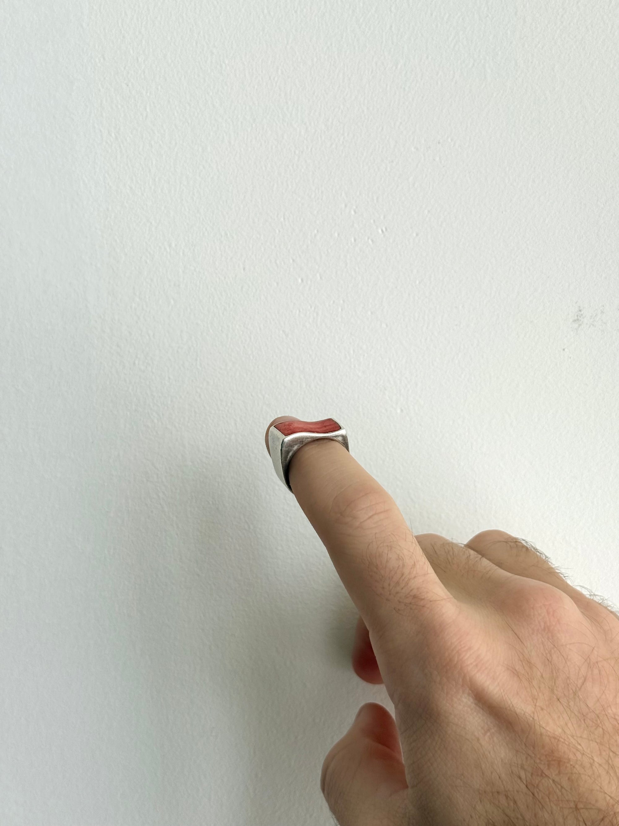 Pink Sponge Coral Modernist Sterling 925 Ring