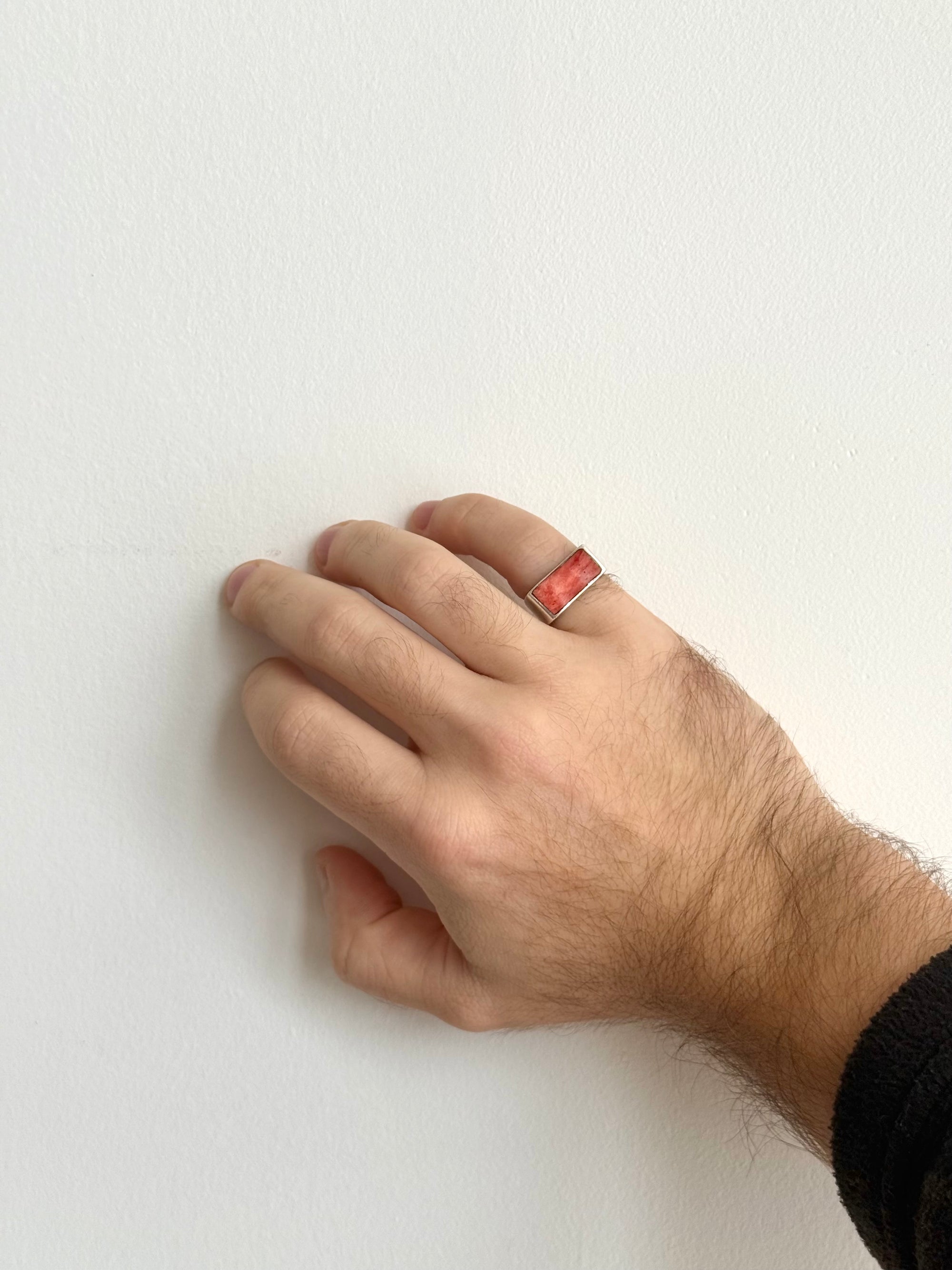 Pink Sponge Coral Modernist Sterling 925 Ring