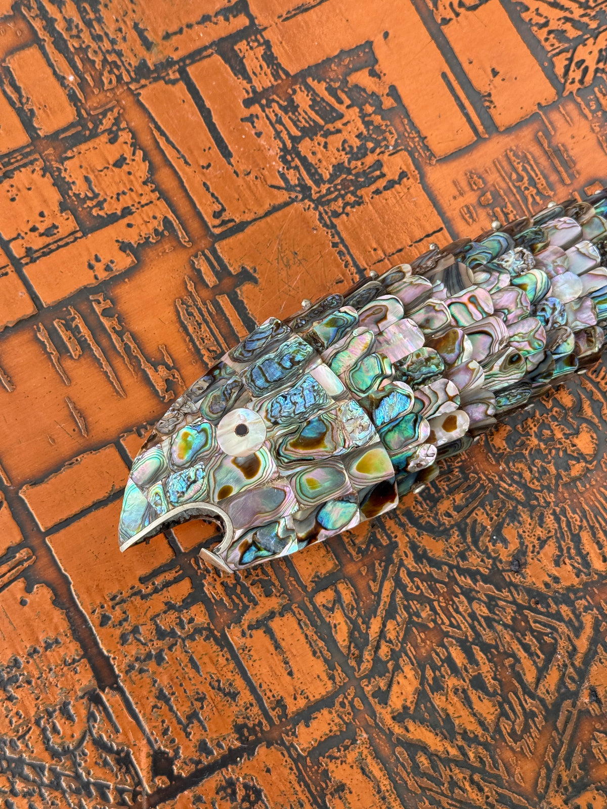 XL Abalone Articulating Fish Bottle Opener c.1970