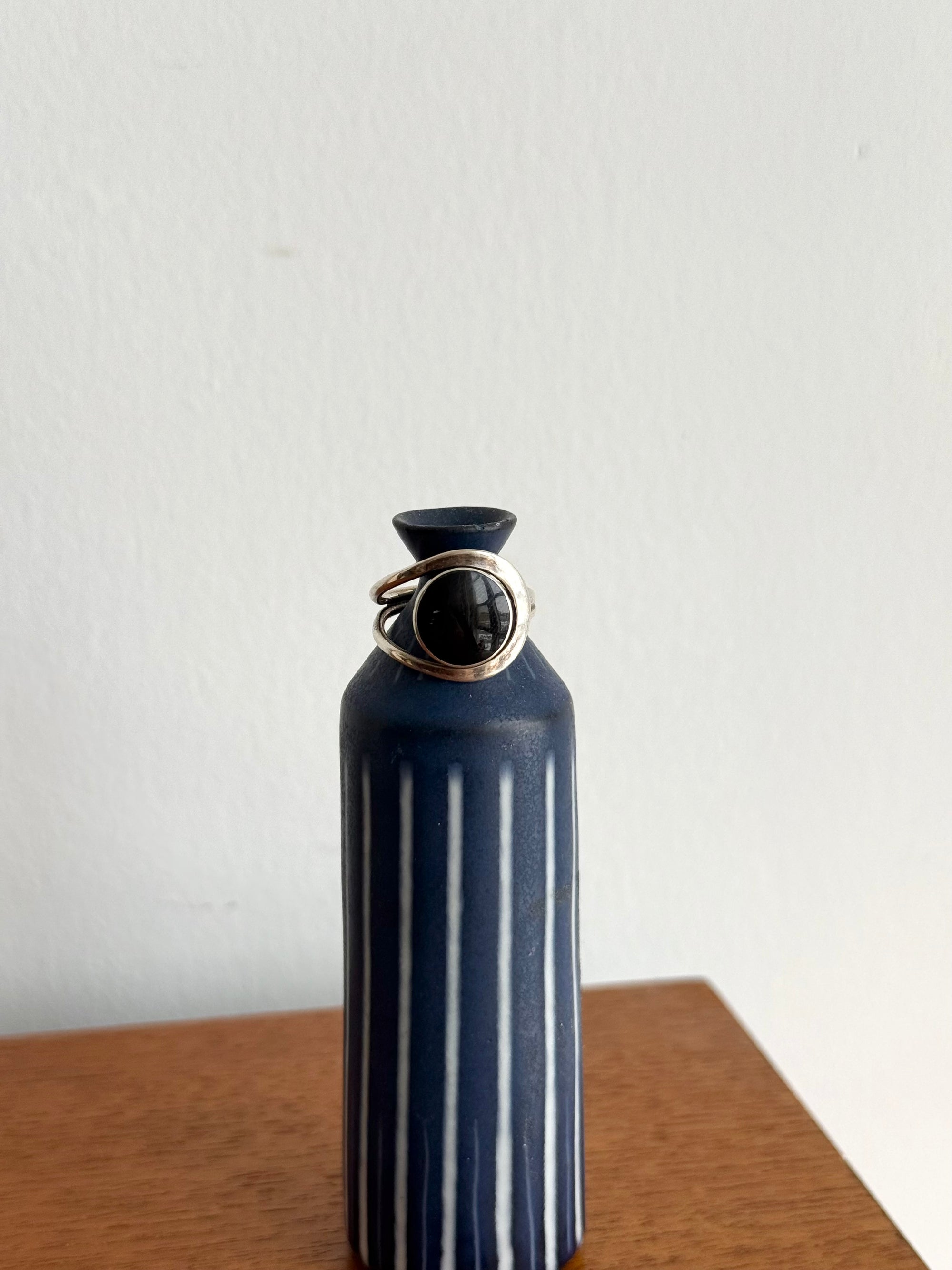 Modernist Onyx and Sterling silver ring c.1960