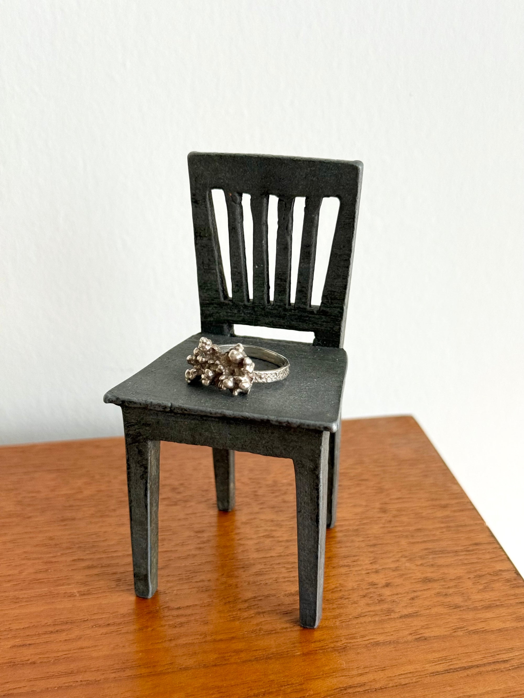 Brutalist cast Sterling silver ring c.1960