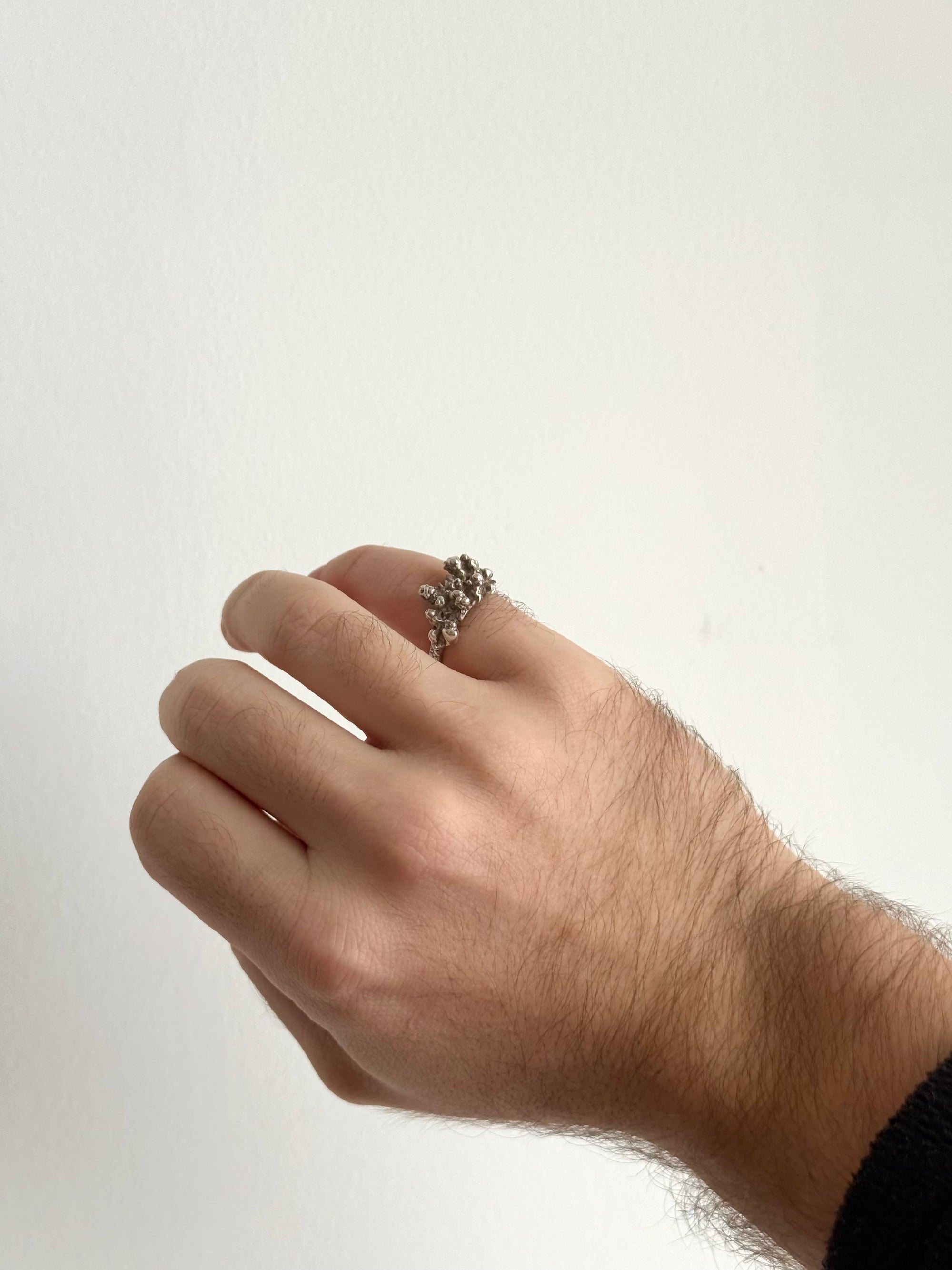 Brutalist cast Sterling silver ring c.1960