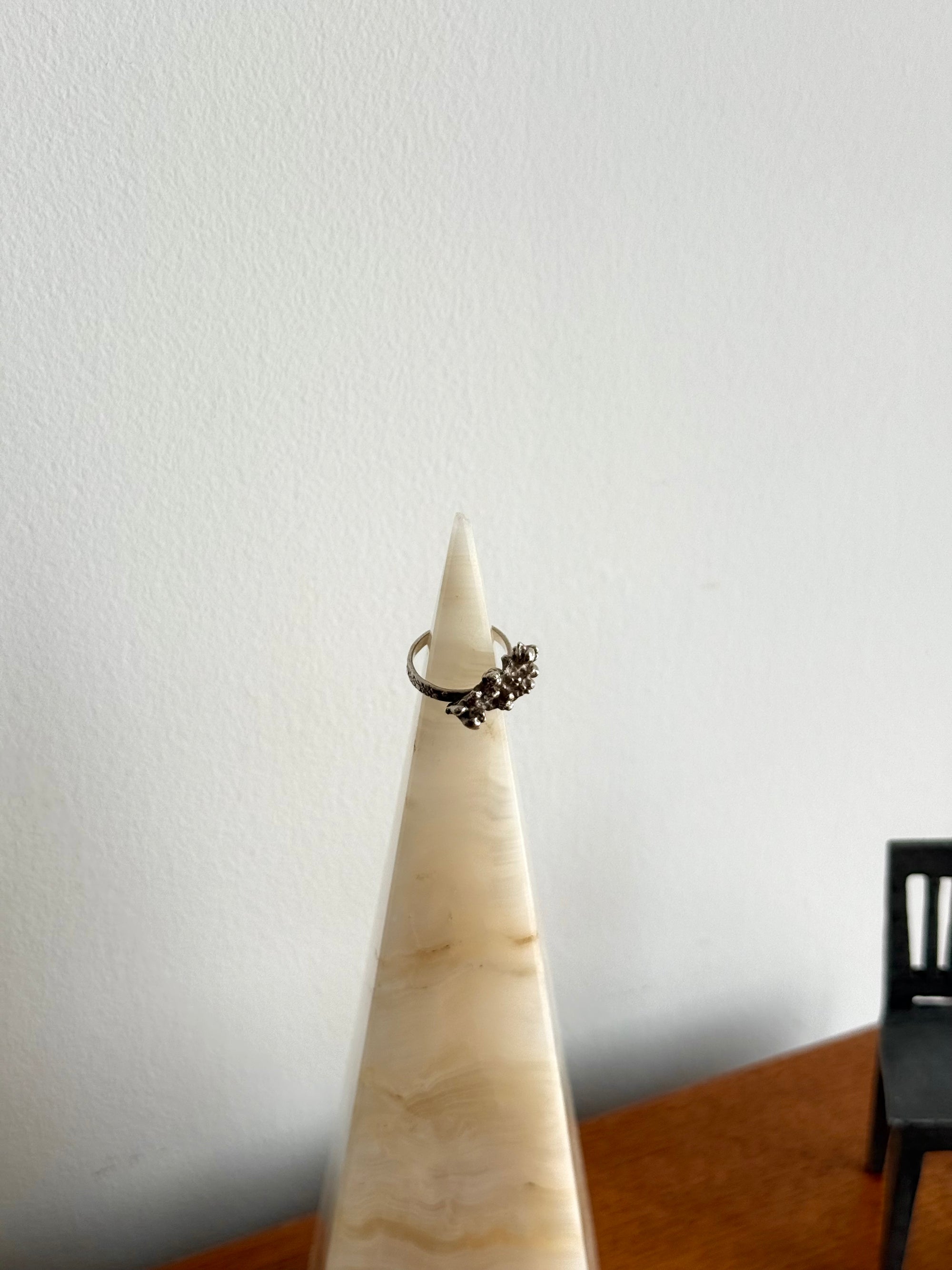 Brutalist cast Sterling silver ring c.1960