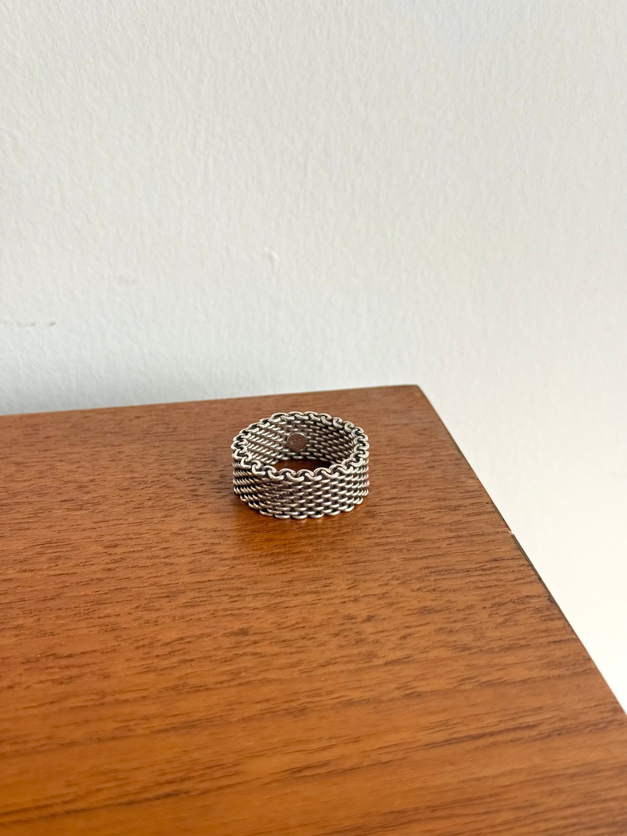 Mesh Band Ring Sterling Silver 925 c.1980