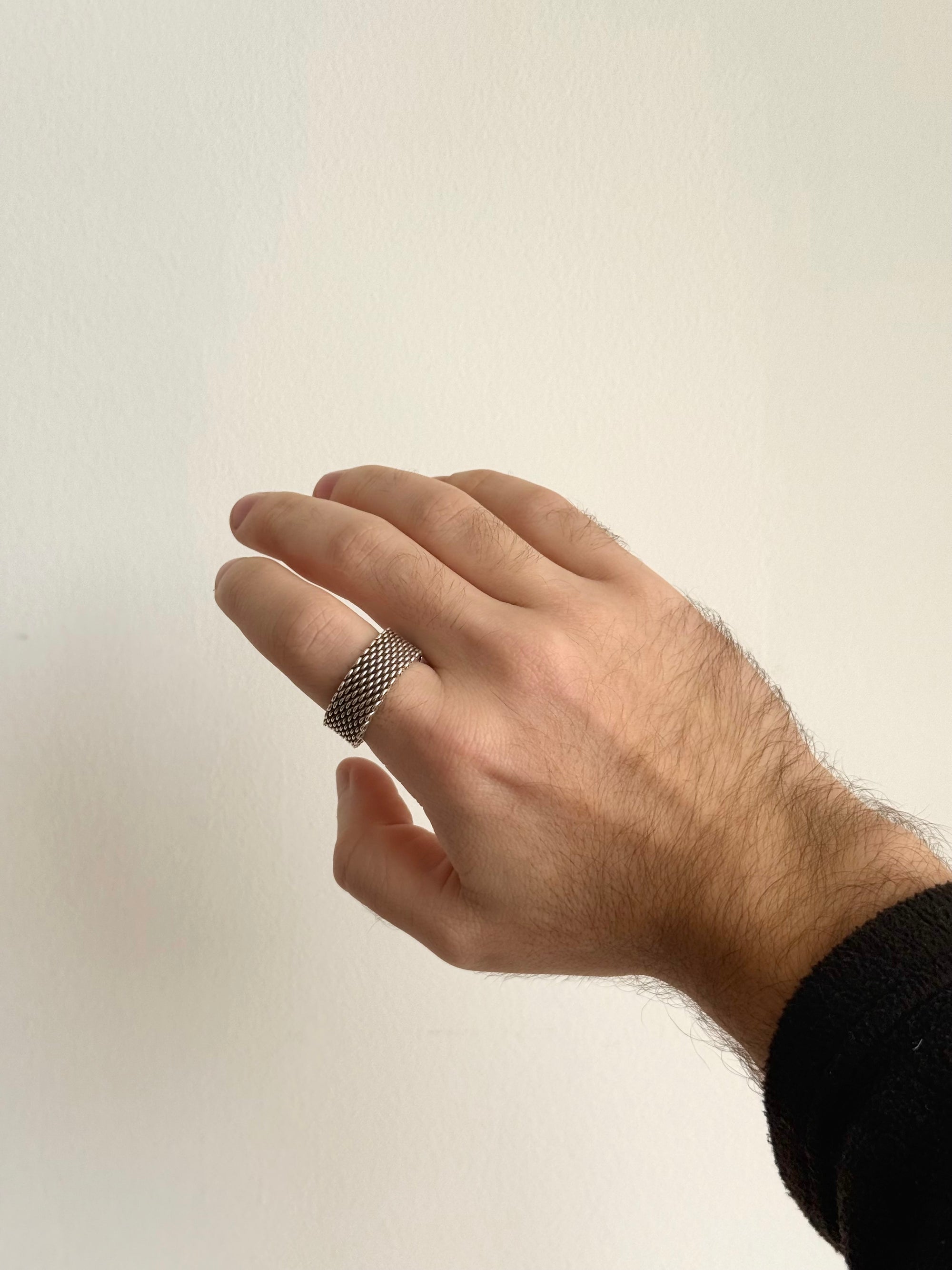 Mesh Band Ring Sterling Silver 925 c.1980