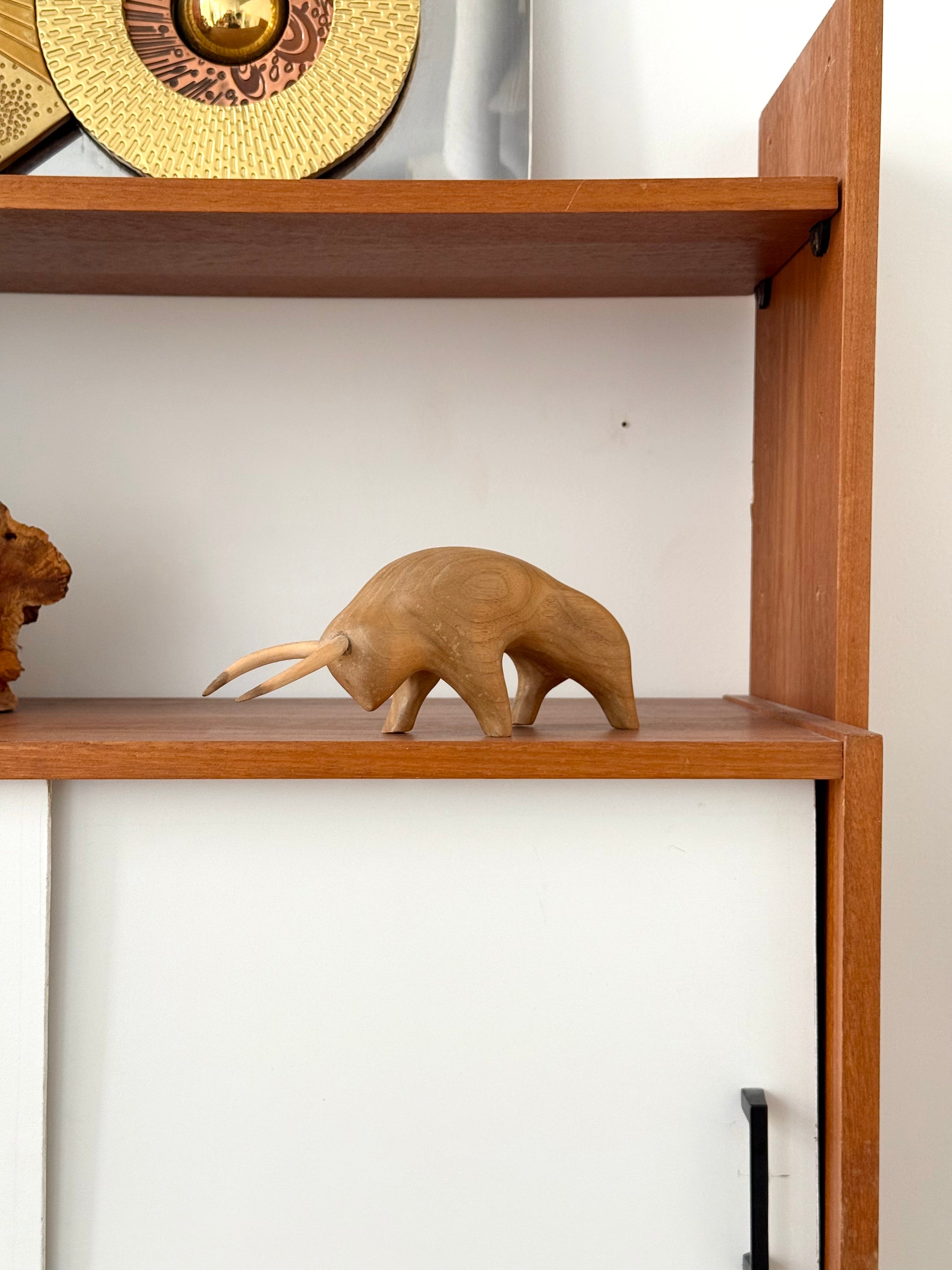 Hand carved Bull Sculpture c.1970