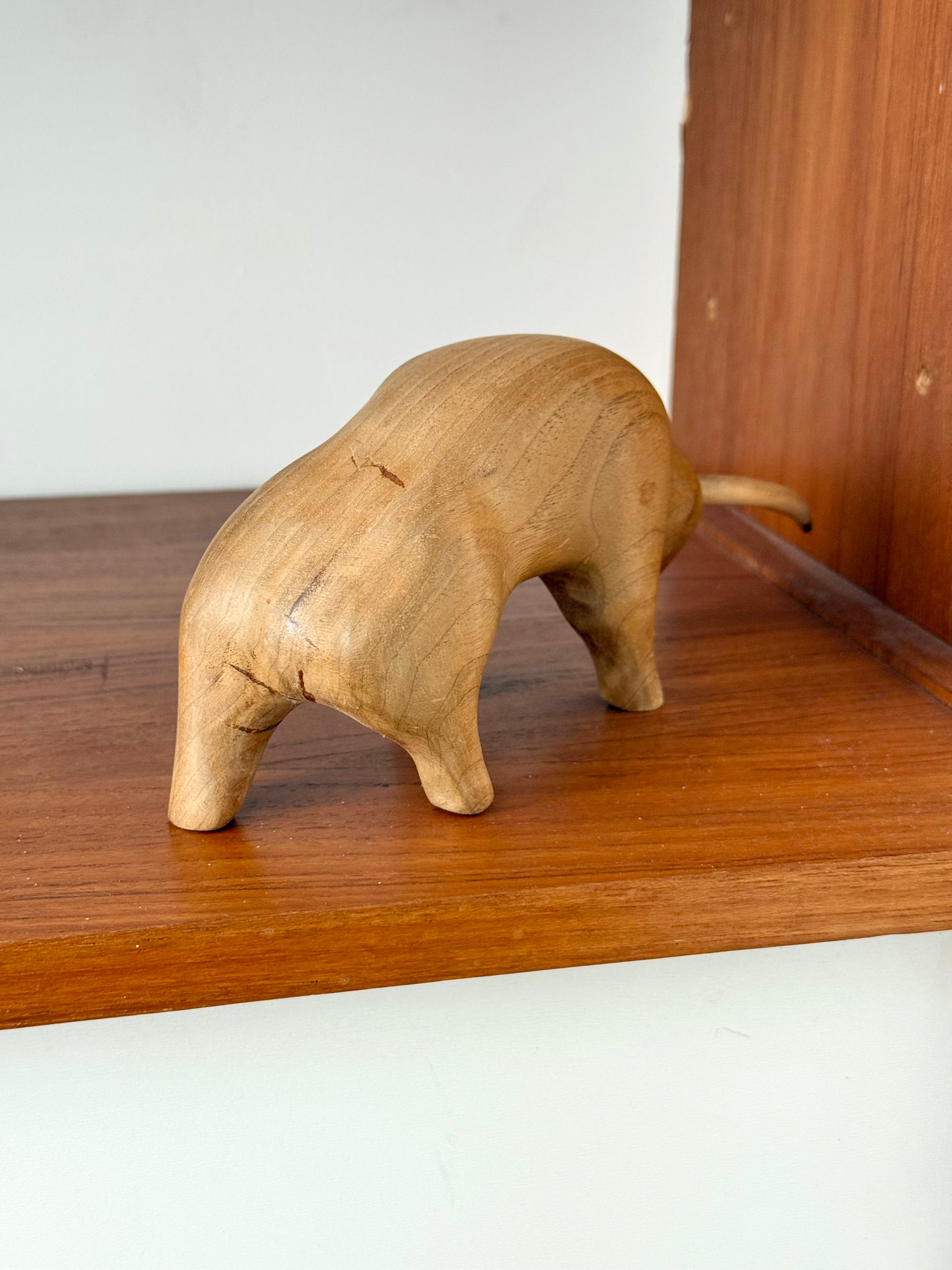 Hand carved Bull Sculpture c.1970
