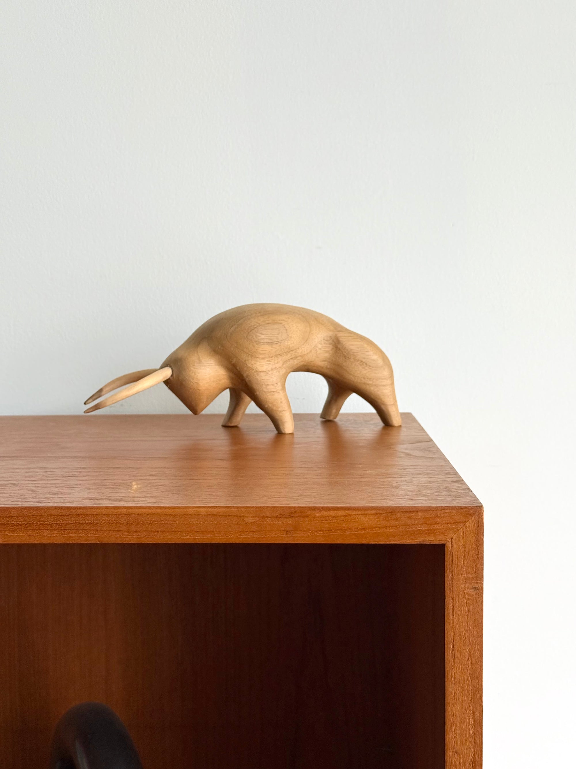 Hand carved Bull Sculpture c.1970