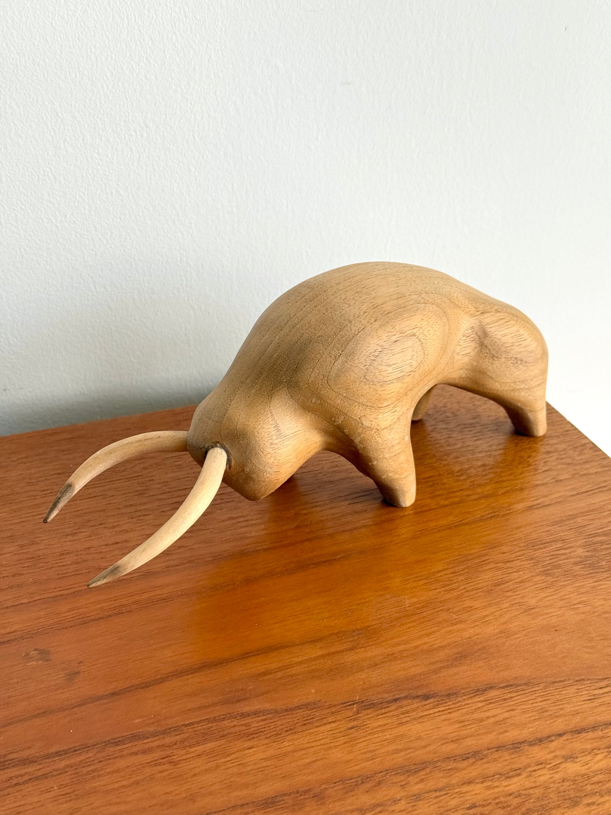 Hand carved Bull Sculpture c.1970