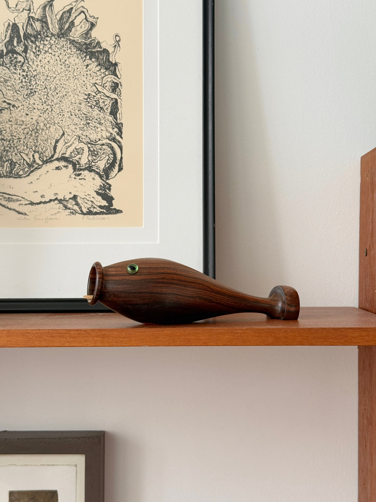 Rosewood Fish Toothpick Cigarette Holder c.1970