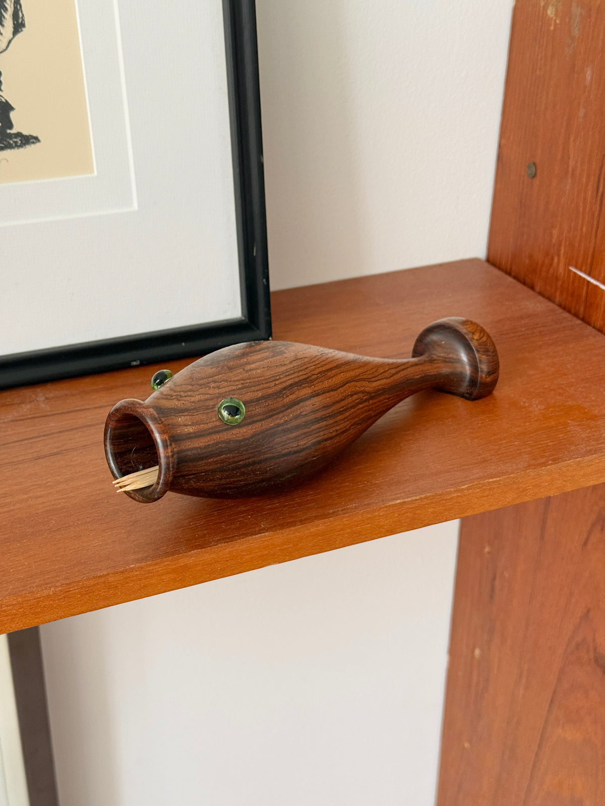 Rosewood Fish Toothpick Cigarette Holder c.1970