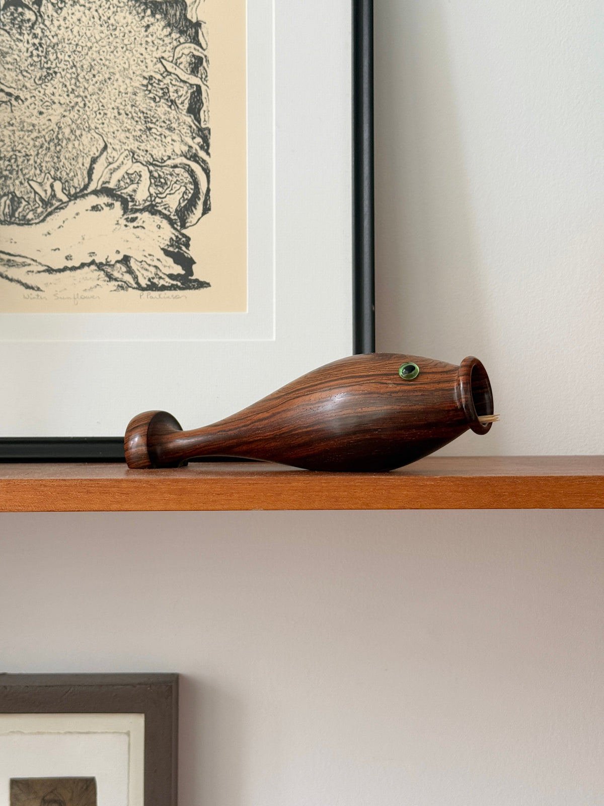 Rosewood Fish Toothpick Cigarette Holder c.1970