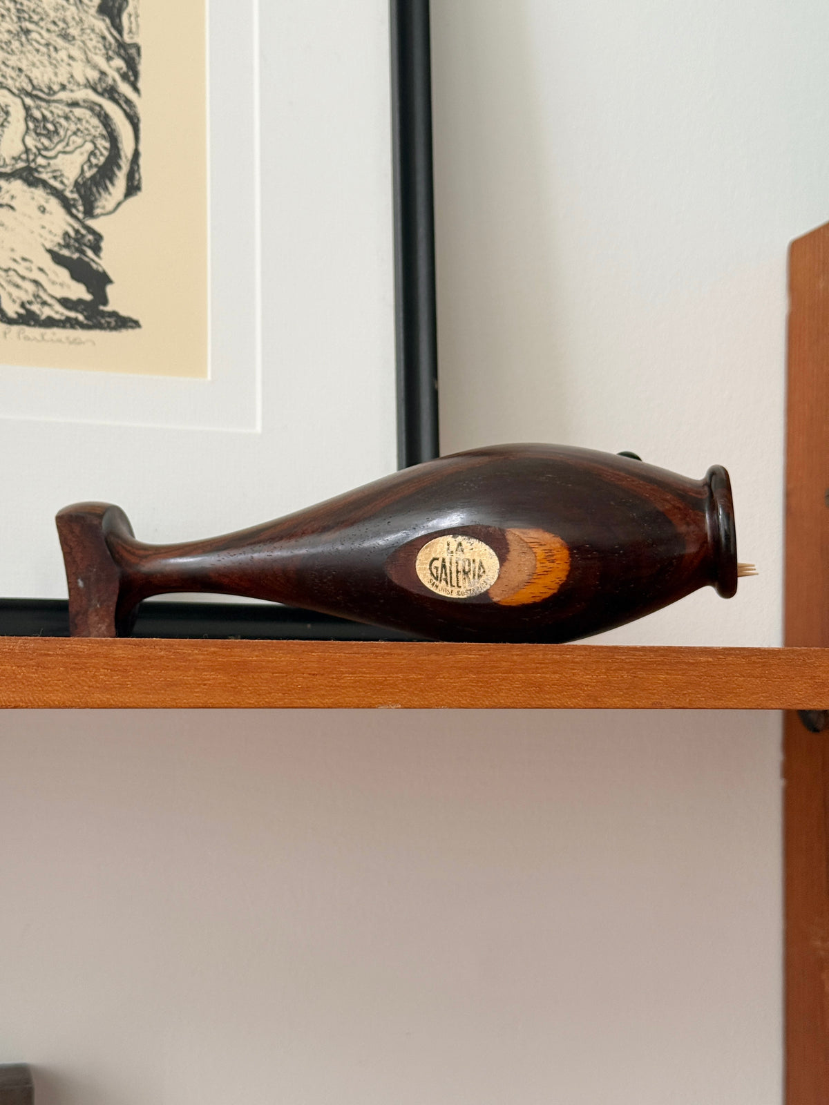 Rosewood Fish Toothpick Cigarette Holder c.1970