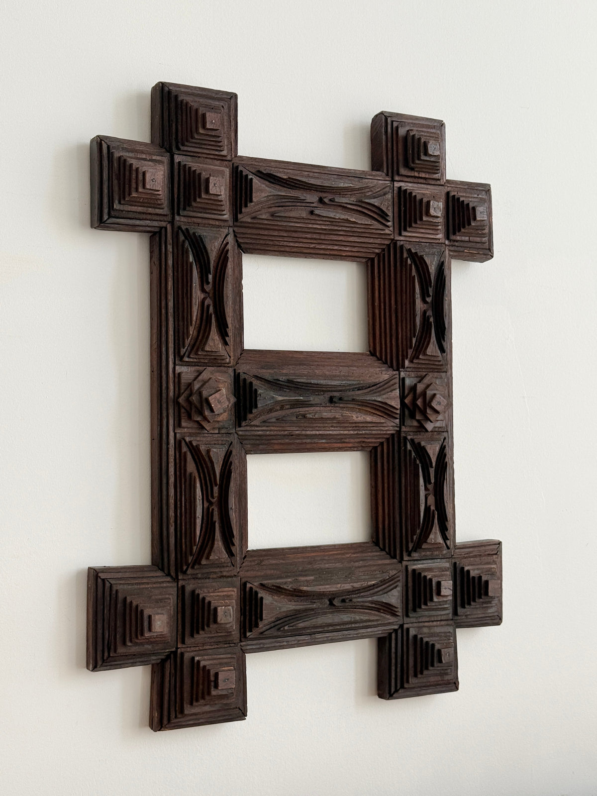 Tramp Art Cigar Box Double Frame c.1900