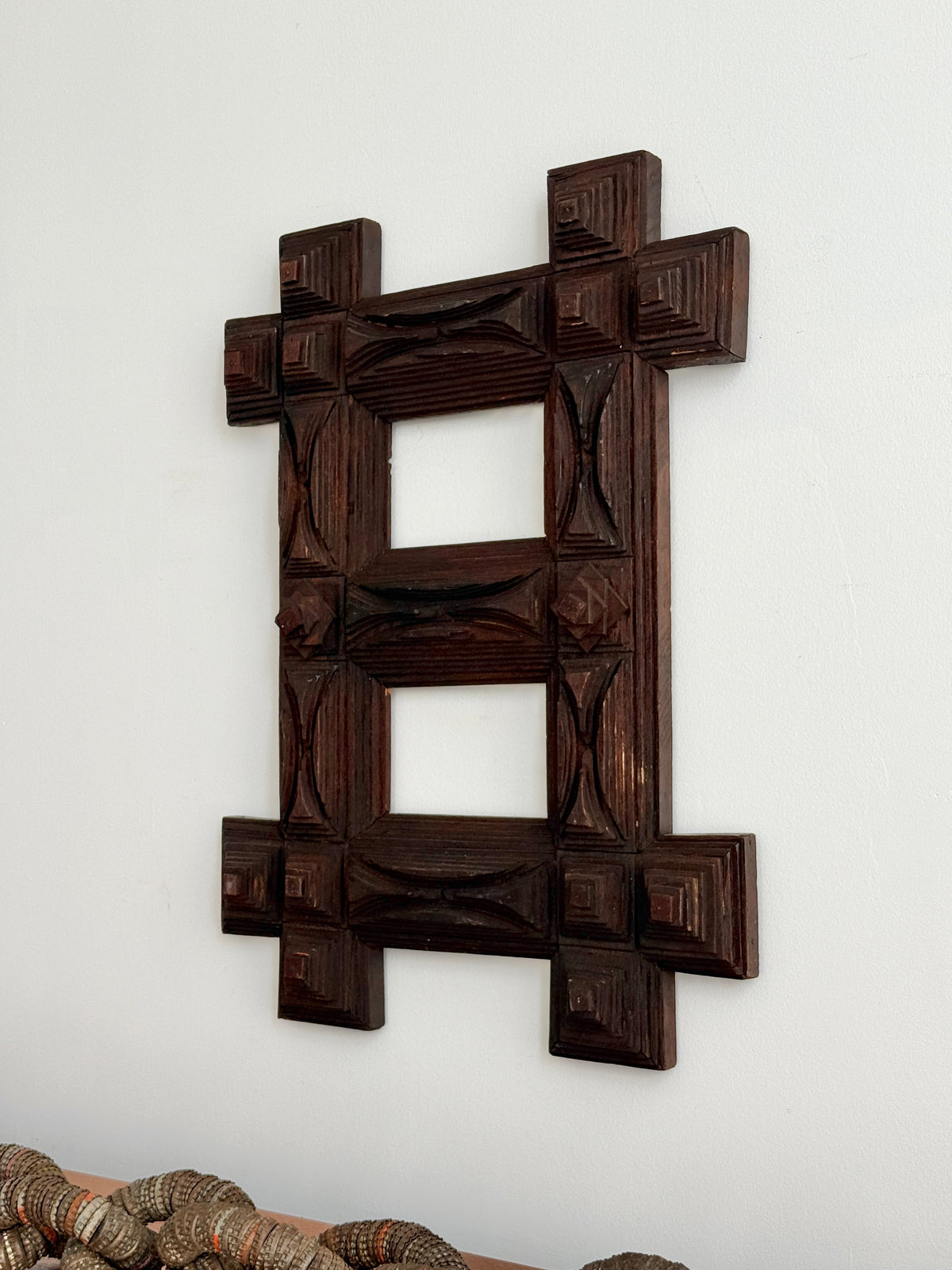 Tramp Art Cigar Box Double Frame c.1900