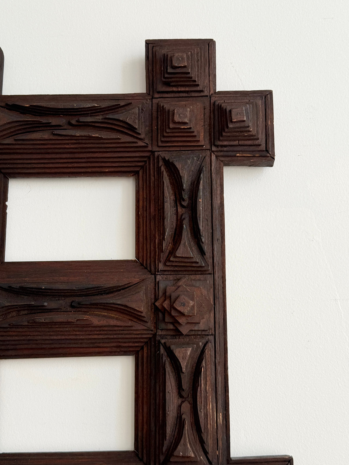 Tramp Art Cigar Box Double Frame c.1900