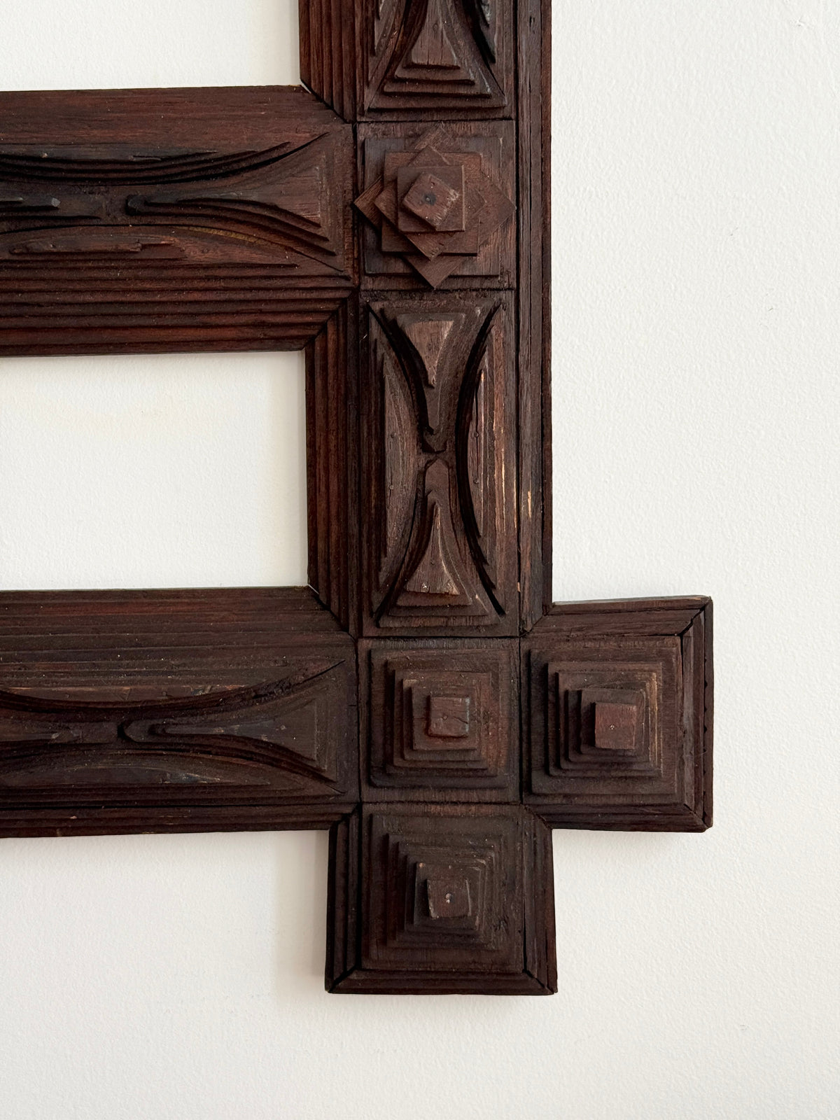 Tramp Art Cigar Box Double Frame c.1900
