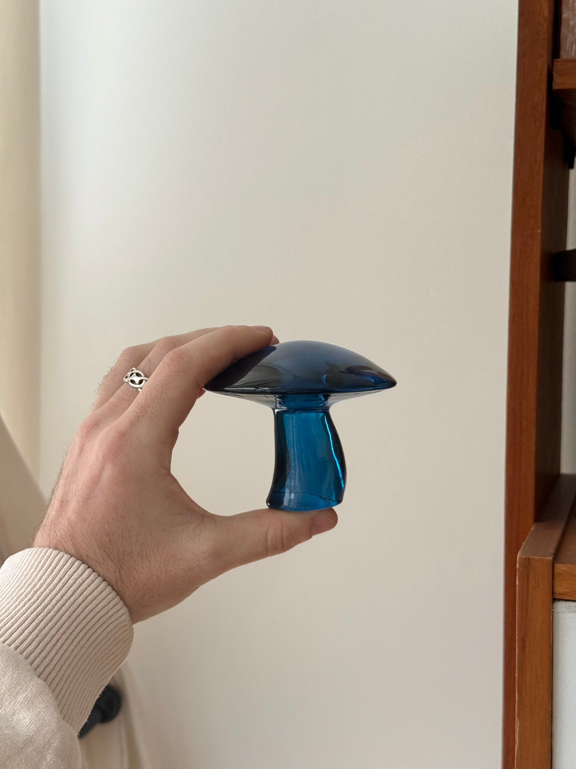 Mushroom Paperweight Bluenique by Viking c.1970