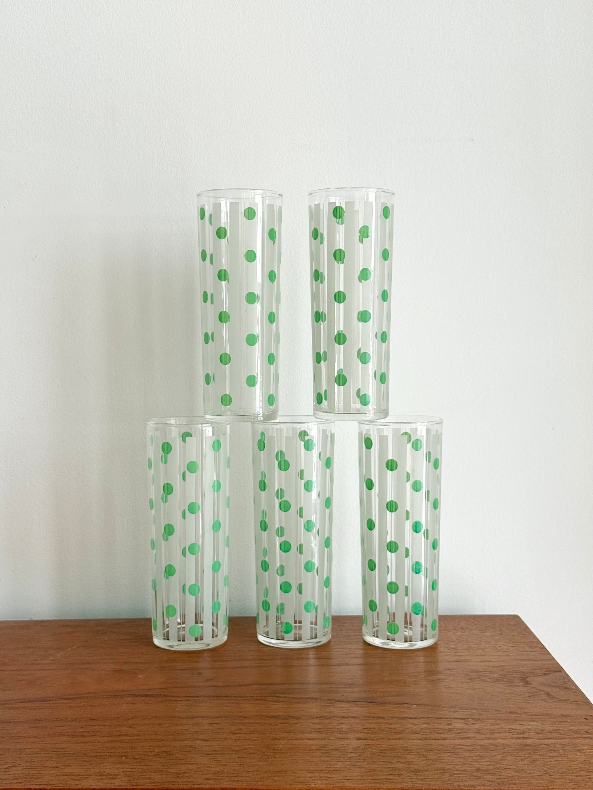 Hand painted Collins Glass set of 5 by Dominion c.1950