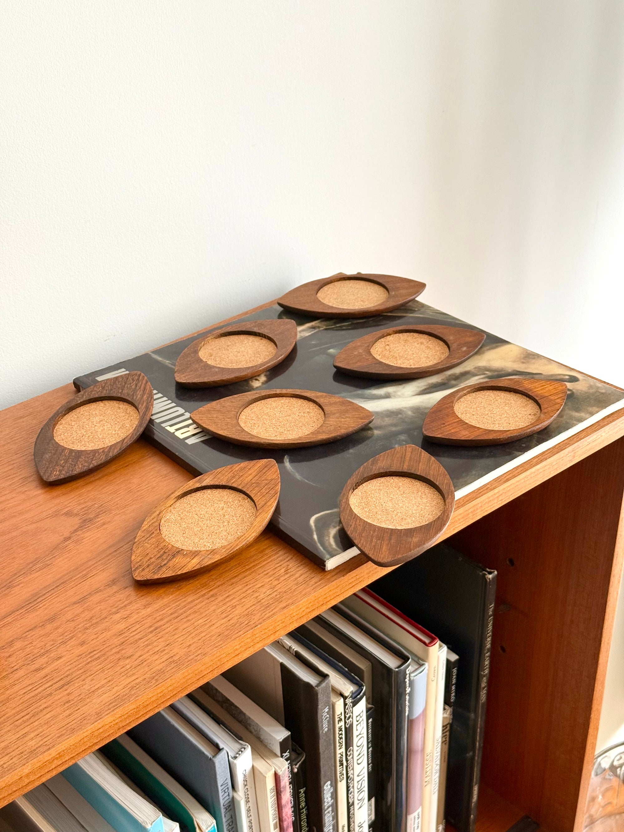 Teak Eye Shaped Coaster Set of 8 c.1960