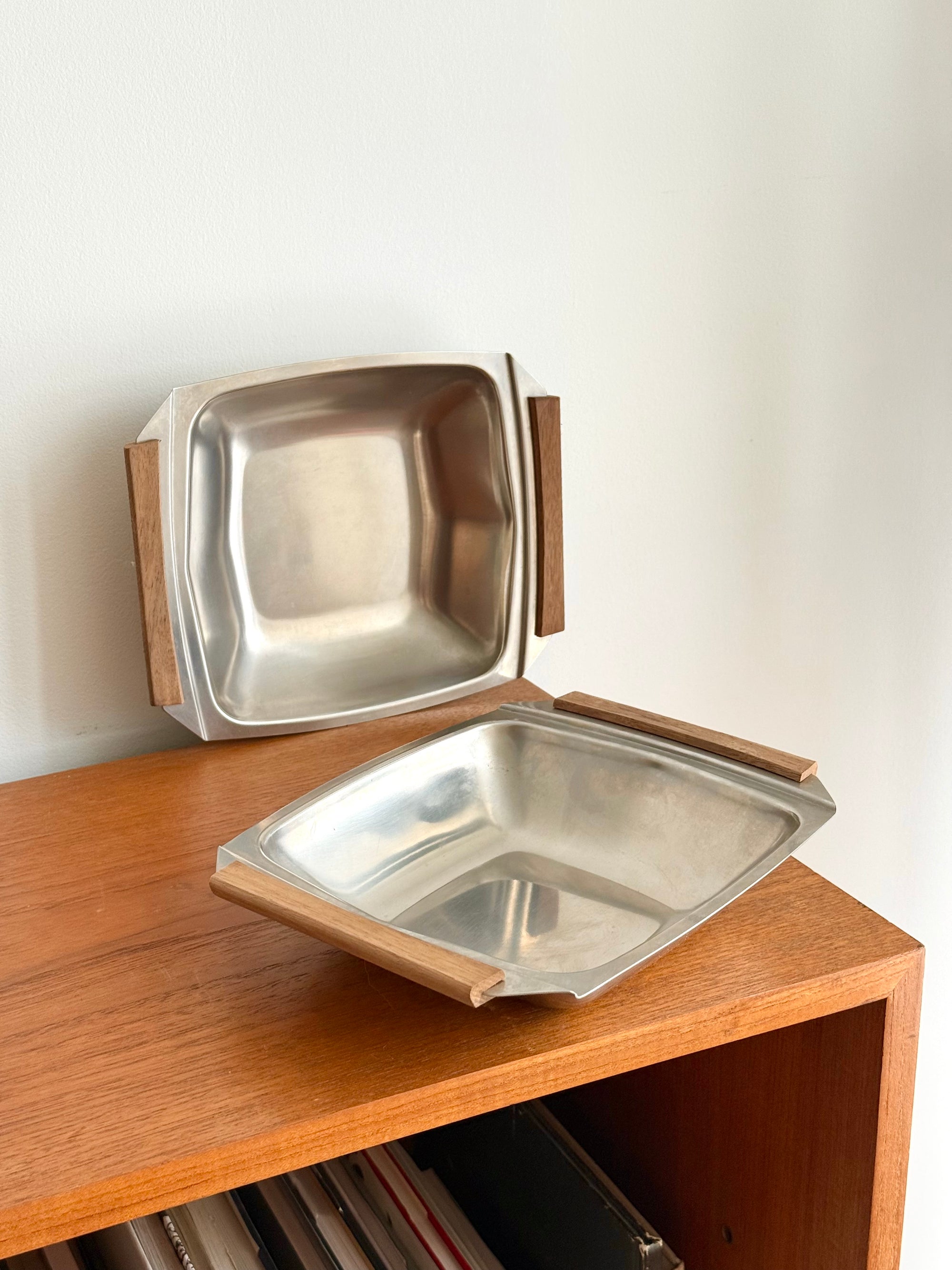 Teak and Stainless Steel Serving Trays made in Denmark c.1970