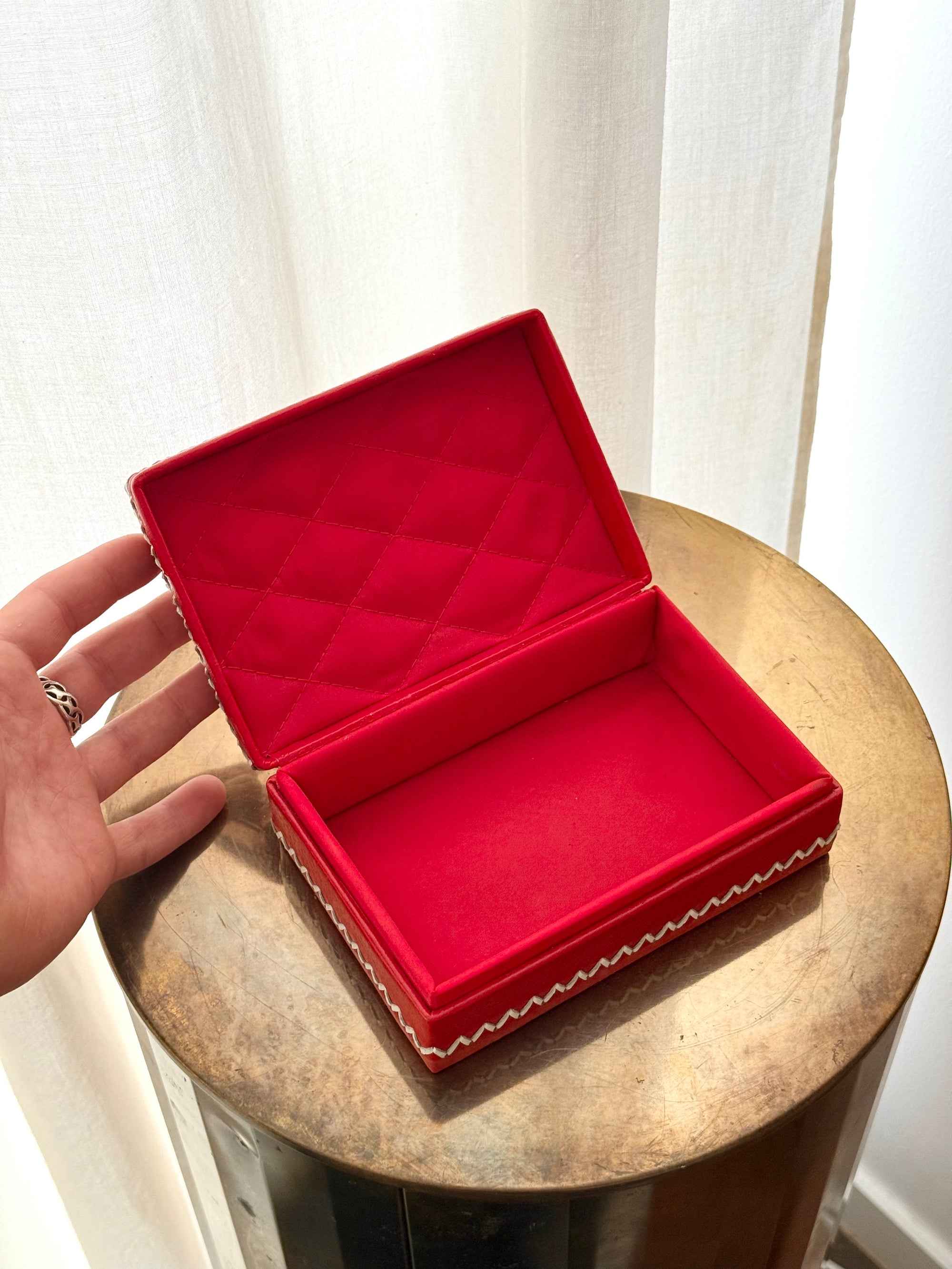 Woven Leather Jewelry Box c.1970