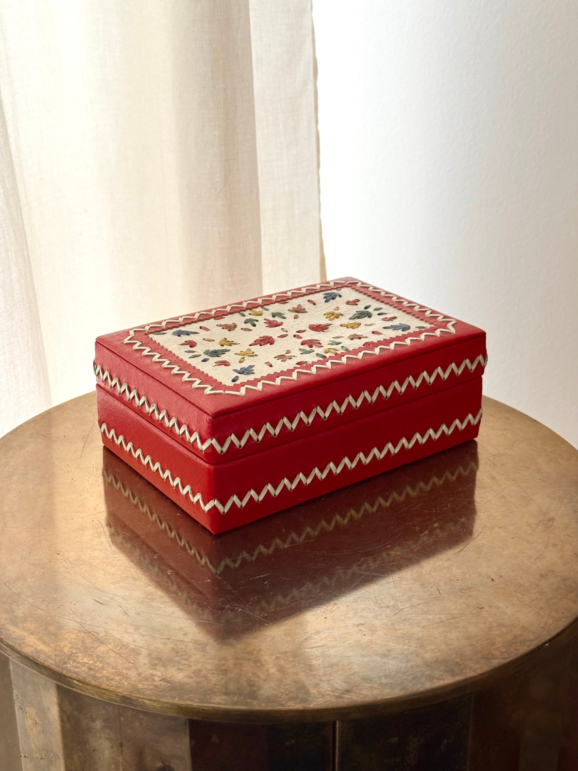 Woven Leather Jewelry Box c.1970