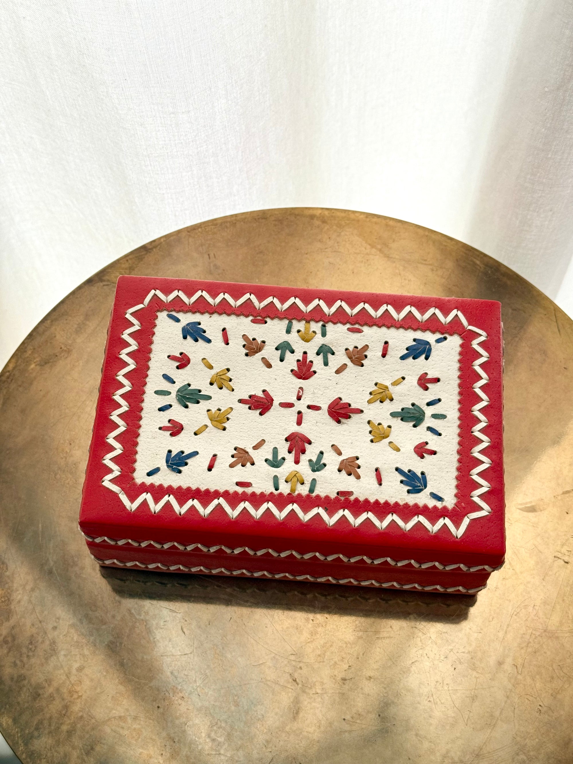 Woven Leather Jewelry Box c.1970