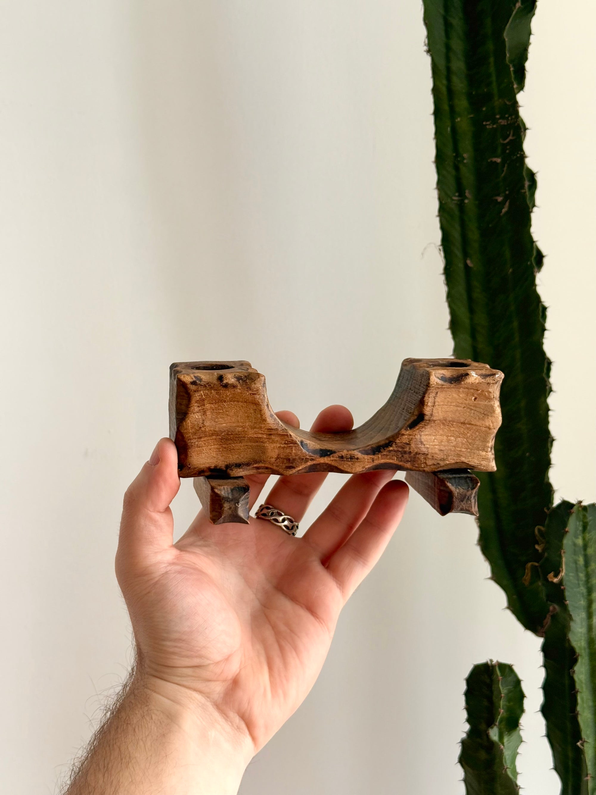 Organic Hand Carved Candelabra c.1970