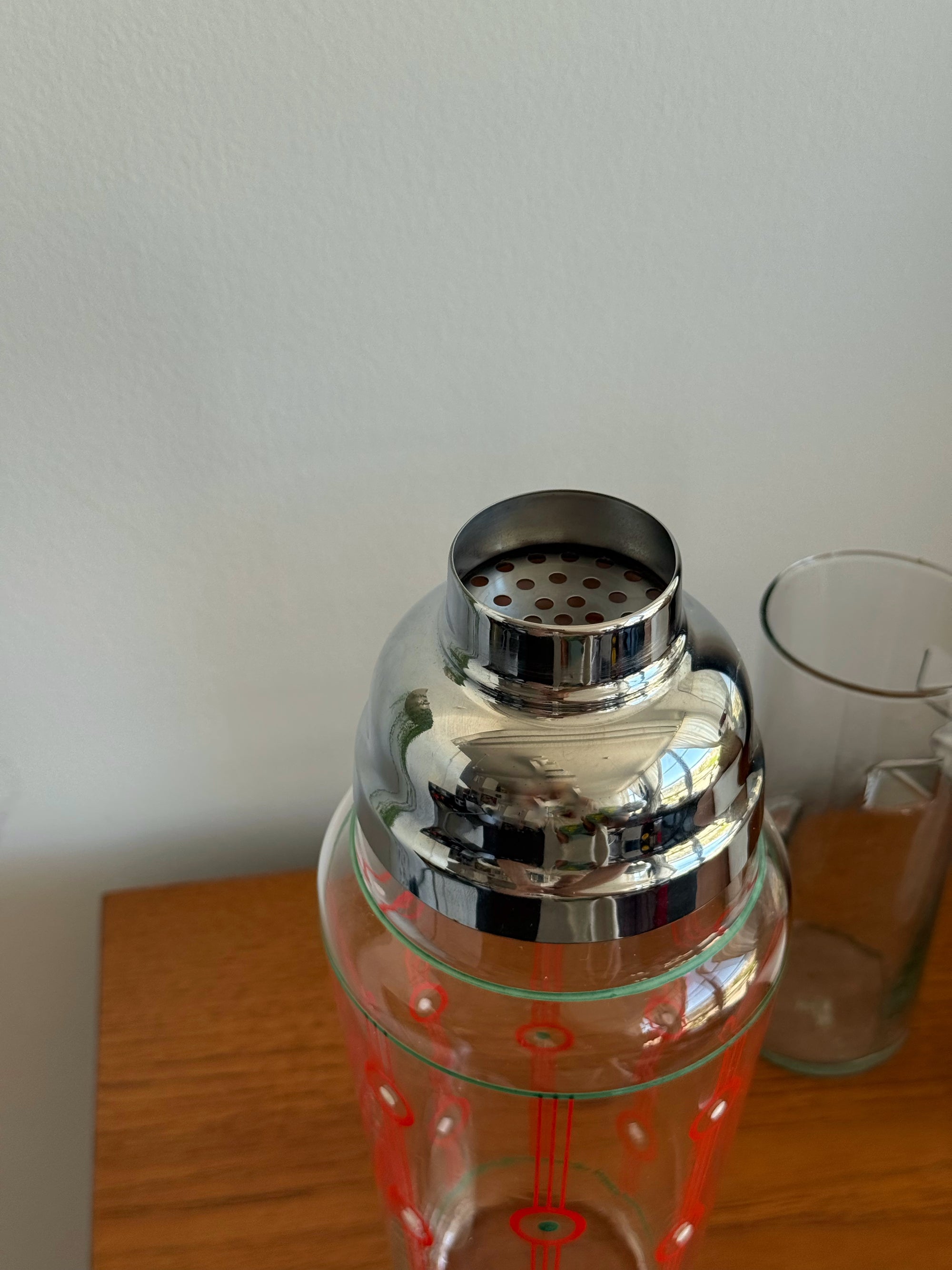 XL Art Deco Hand Painted Cocktail Shaker c.1940