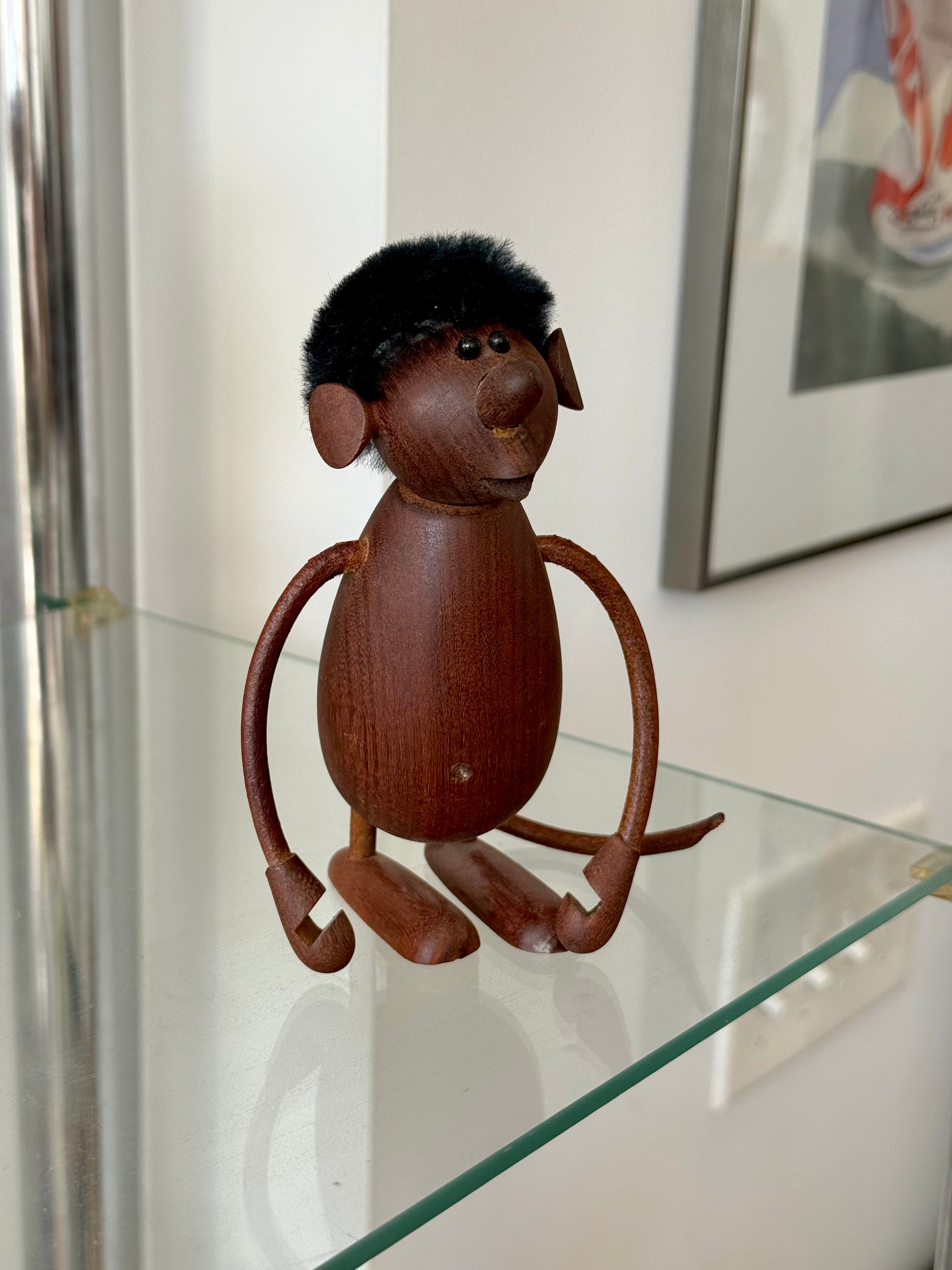 Teak and Leather Monkey by Chris Vejle Denmark c.1960