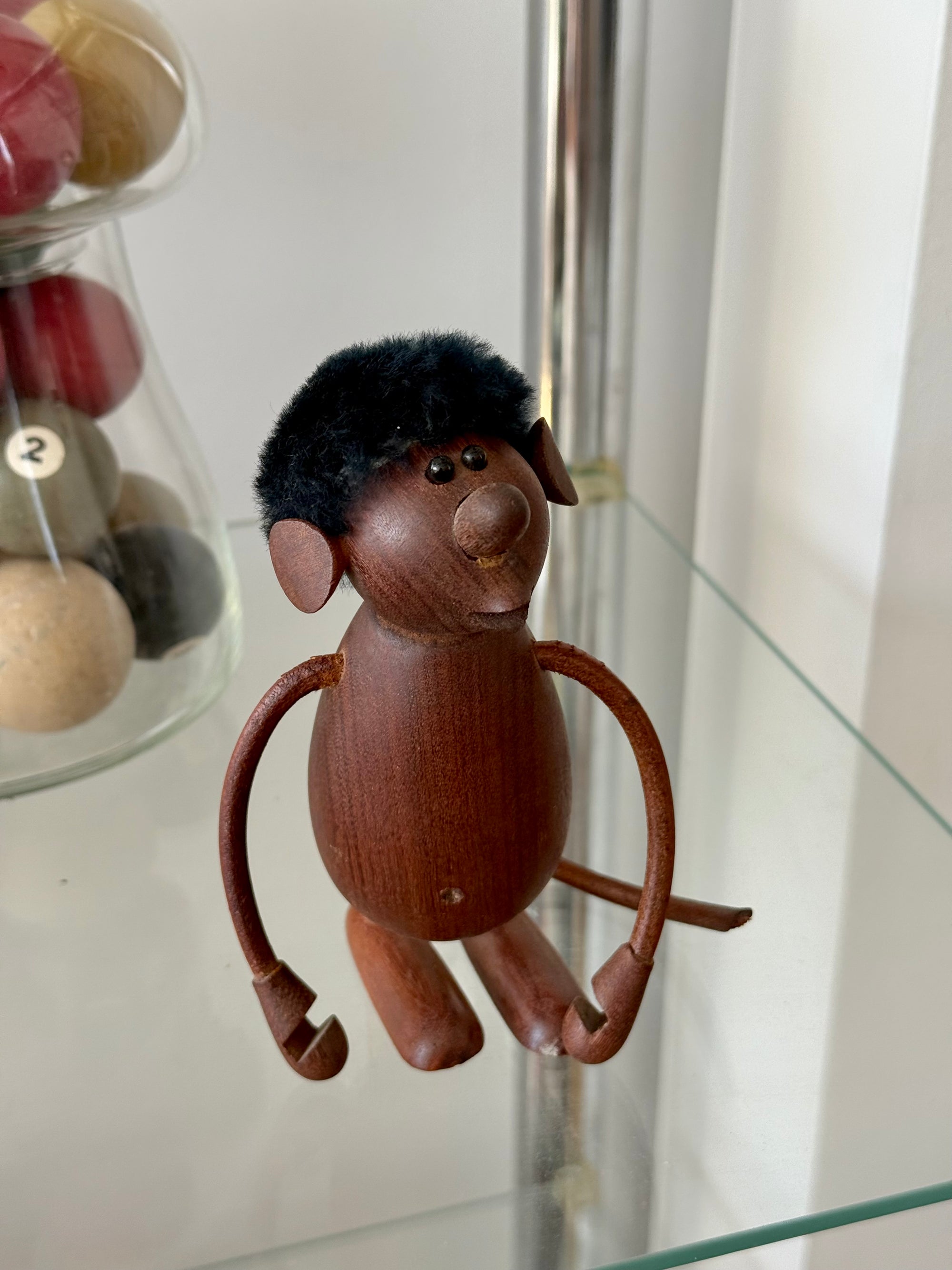 Teak and Leather Monkey by Chris Vejle Denmark c.1960