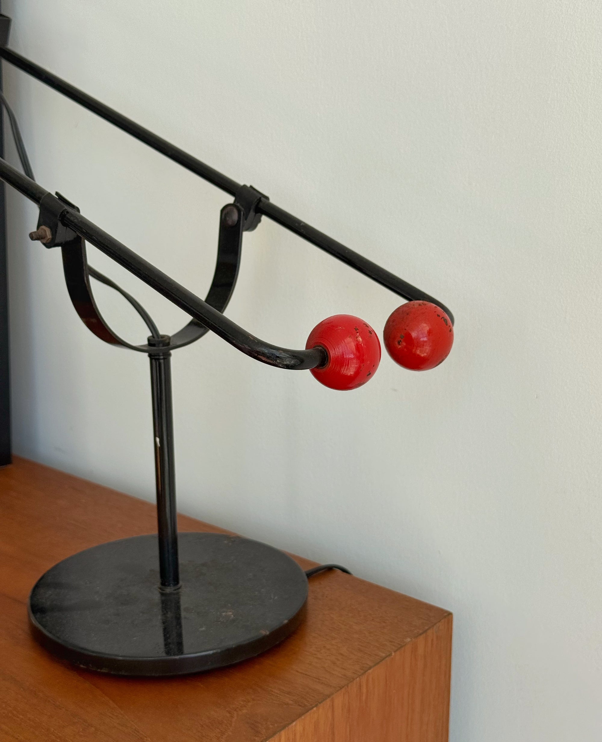 Postmodern Red Desk Lamp with Balls c.1980