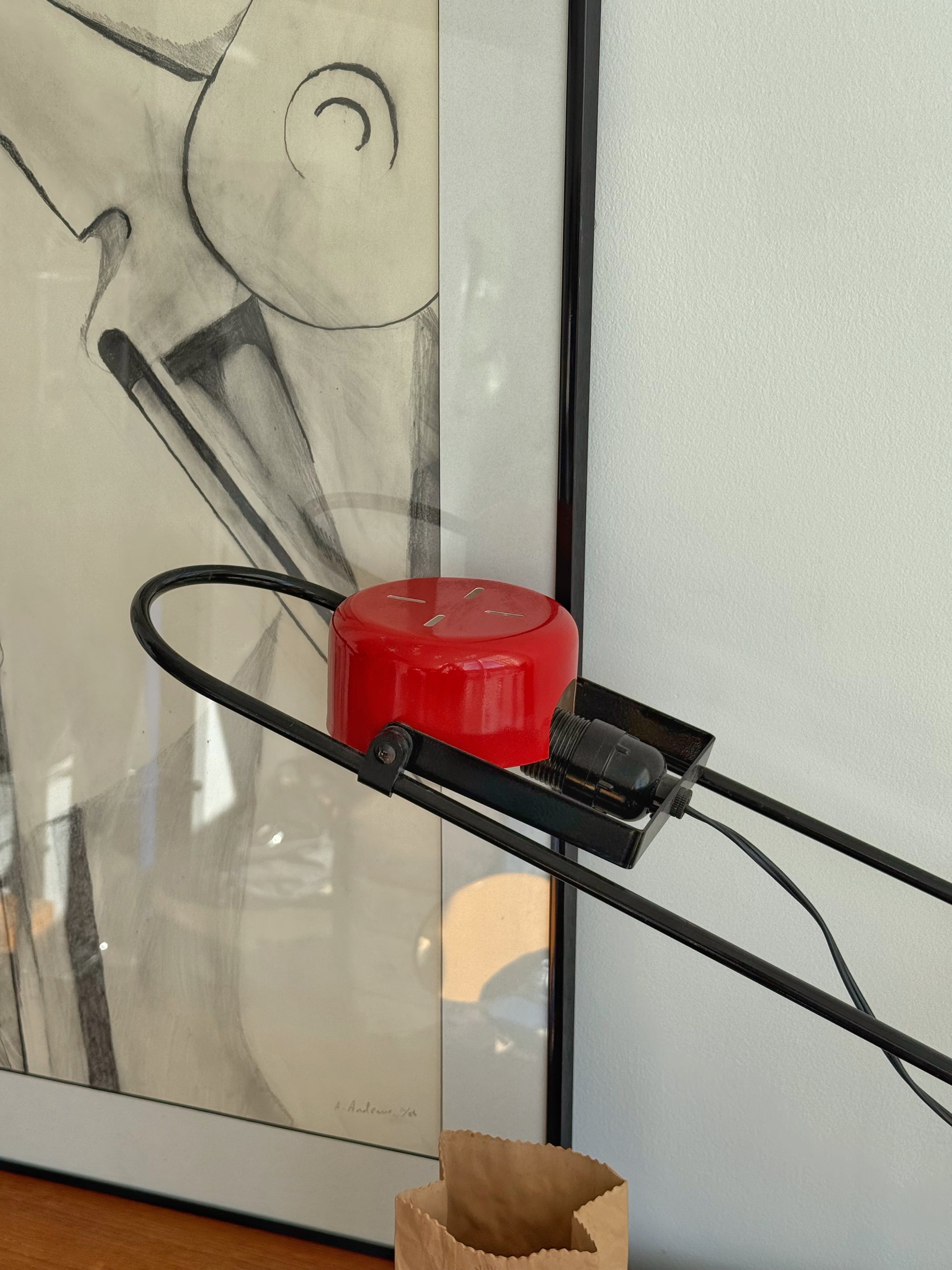 Postmodern Red Desk Lamp with Balls c.1980