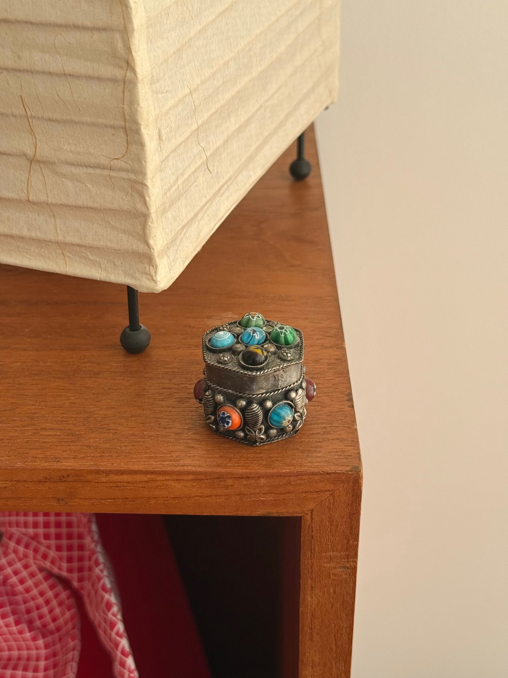 Millefiori Glass Plated Pill Box