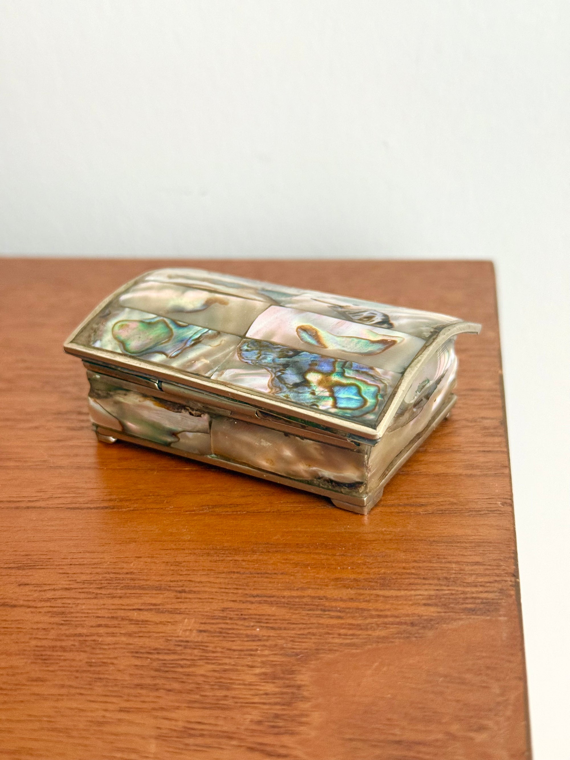Footed Abalone Inlay Box Made in Mexico