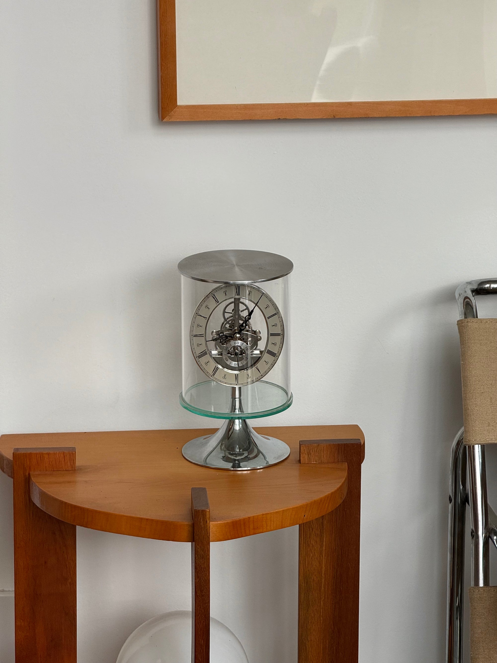 Chrome Tulip Base Cloche Clock