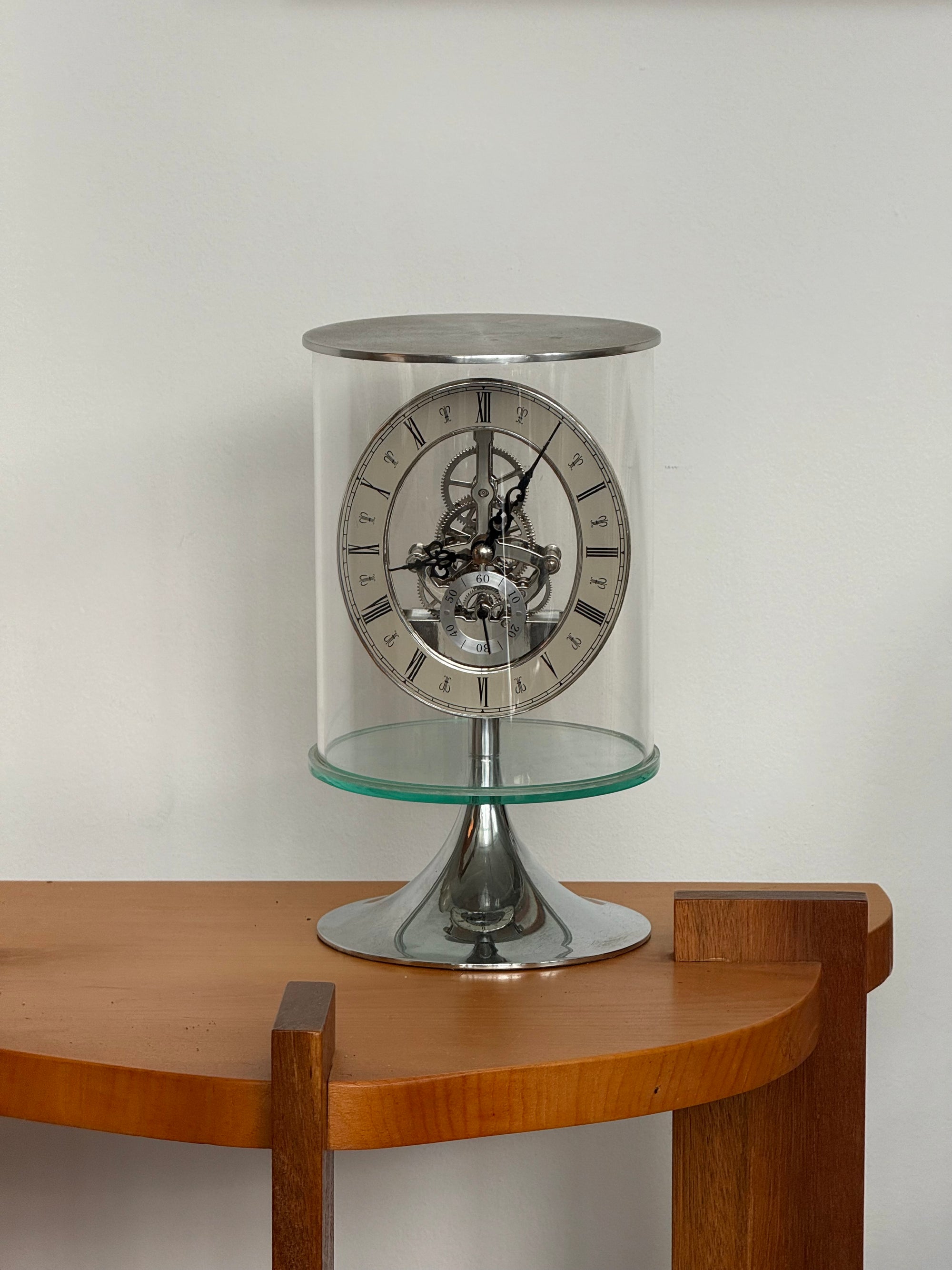 Chrome Tulip Base Cloche Clock