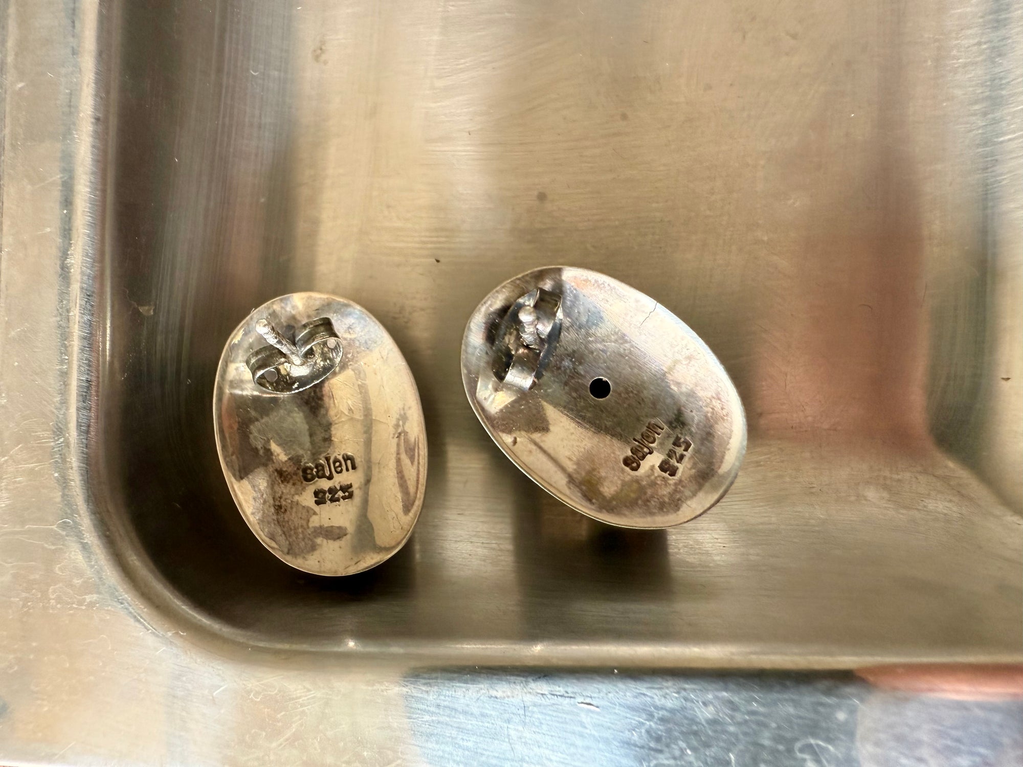 Sterling + Unakite Earrings by Marianne and Richard Jacobs c.1989