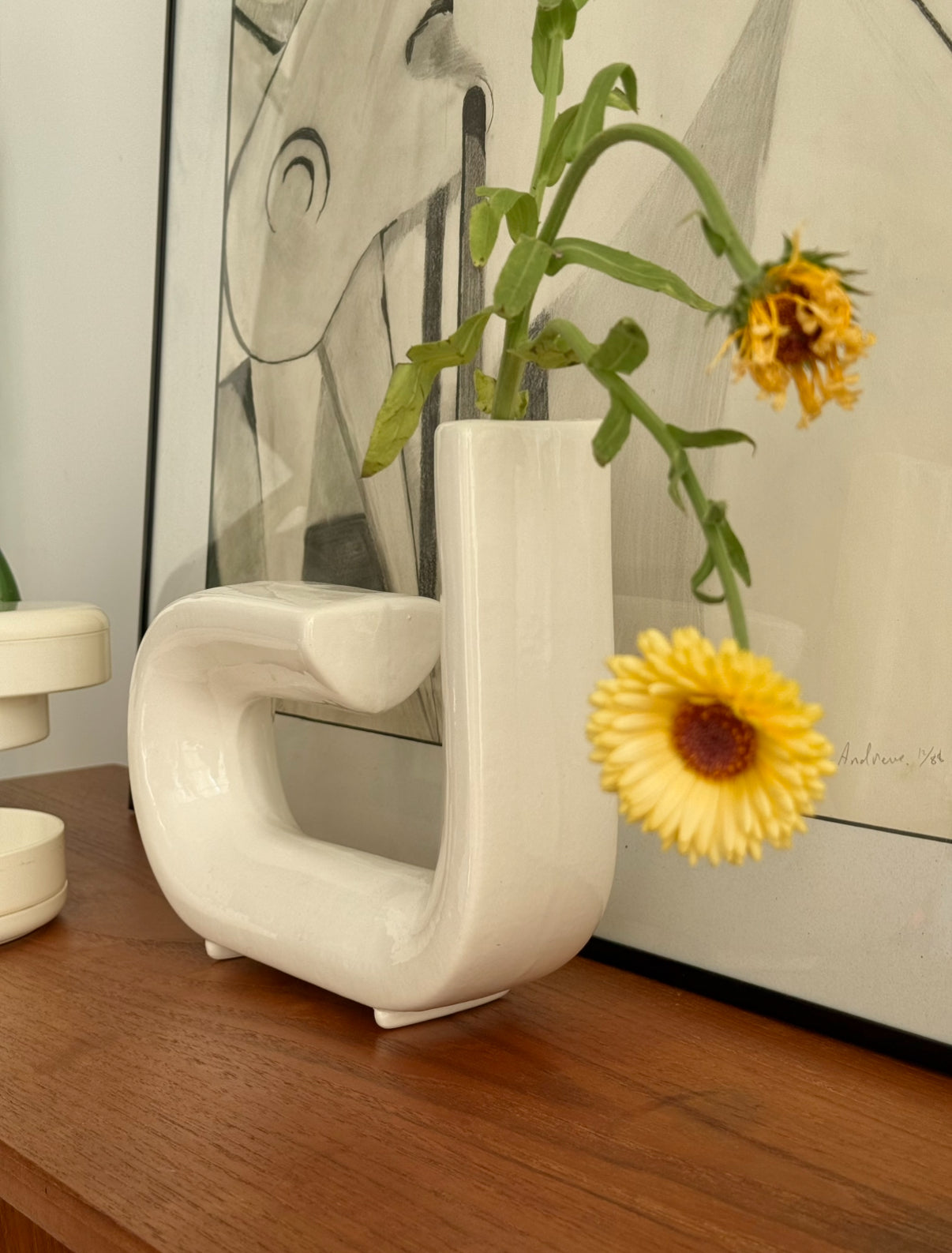 Footed Tubular Ceramic Vase c.1980
